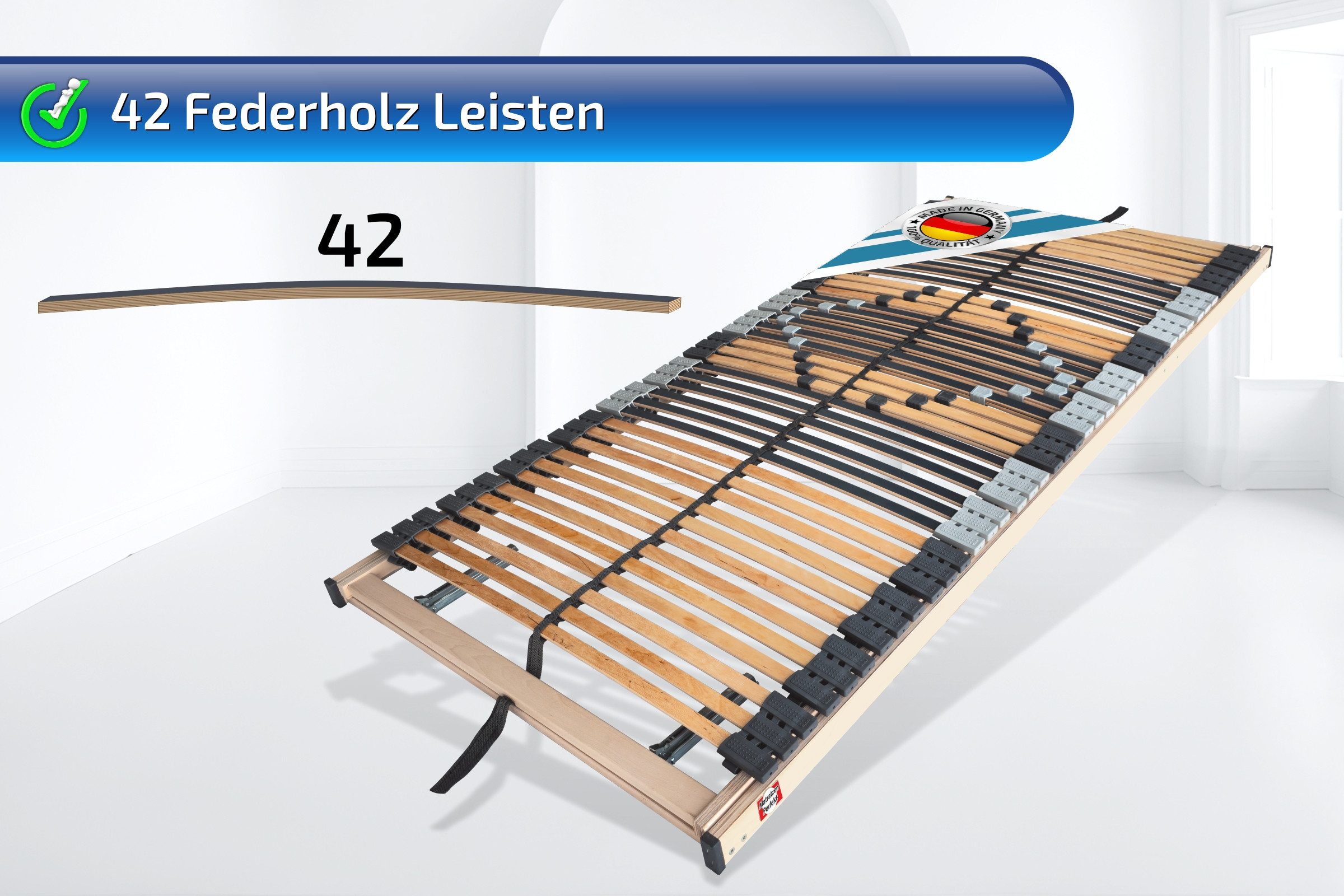Lattenrost mit 42 Leisten, 100% Buche, 7 Zonen, MONTIERT bis 250 Kg BELASTBAR, Matratzen Perfekt, Kopfteil manuell verstellbar, Fußteil manuell verstellbar, Spa – Bild 5 von 5