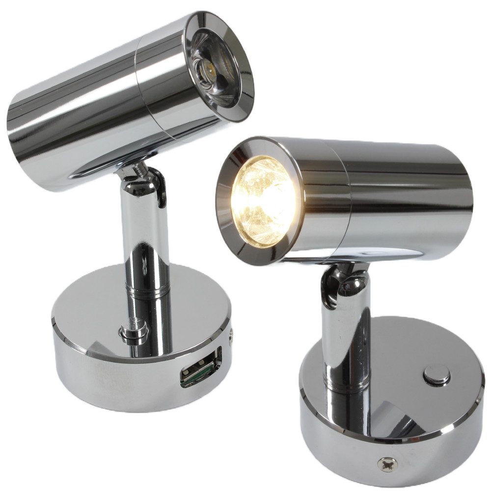 Frilight LED Leselampe LED SMD Spot Leselampe warmweiß + USB Wohnwagen Wohnmobil Caravan