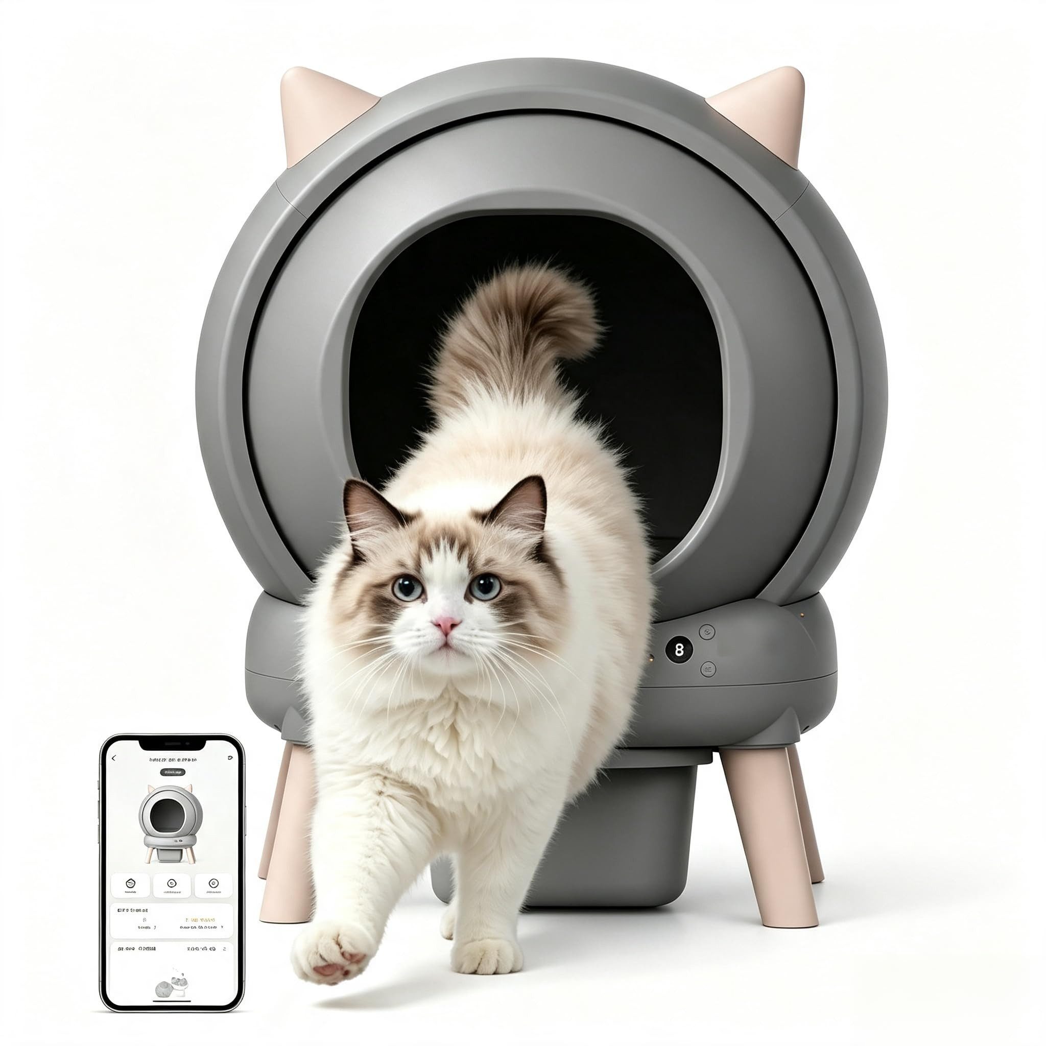 GarveeMore Katzentoilette Selbstreinigende automatische Katzentoilette/Katzenklo–73L XXL mit App