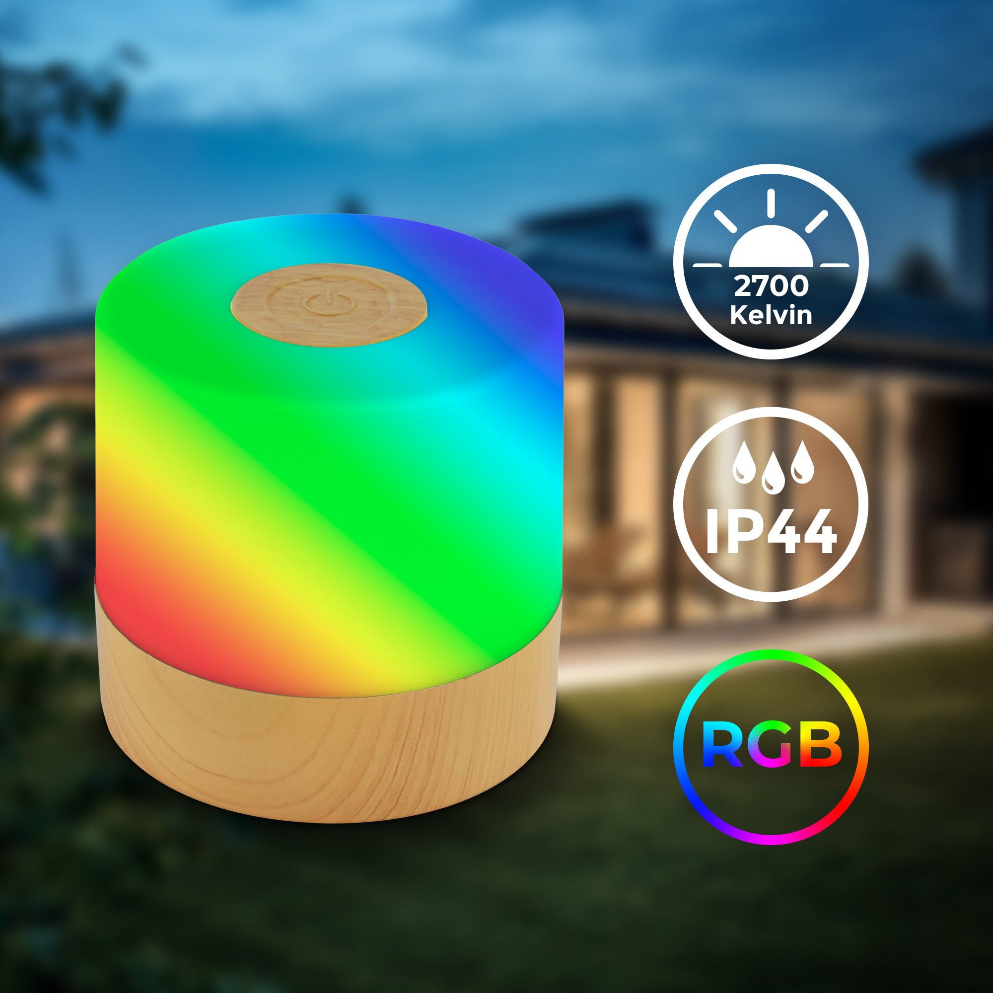 Briloner Leuchten Außen-Tischleuchte LED Tischlampe kabellos akku dimmbar Balkon Garten Camping, RGB, LED fest integriert, 2700K, Tischleuchte, Akku, dimmbar, USB, IP44, verschiedene Farben