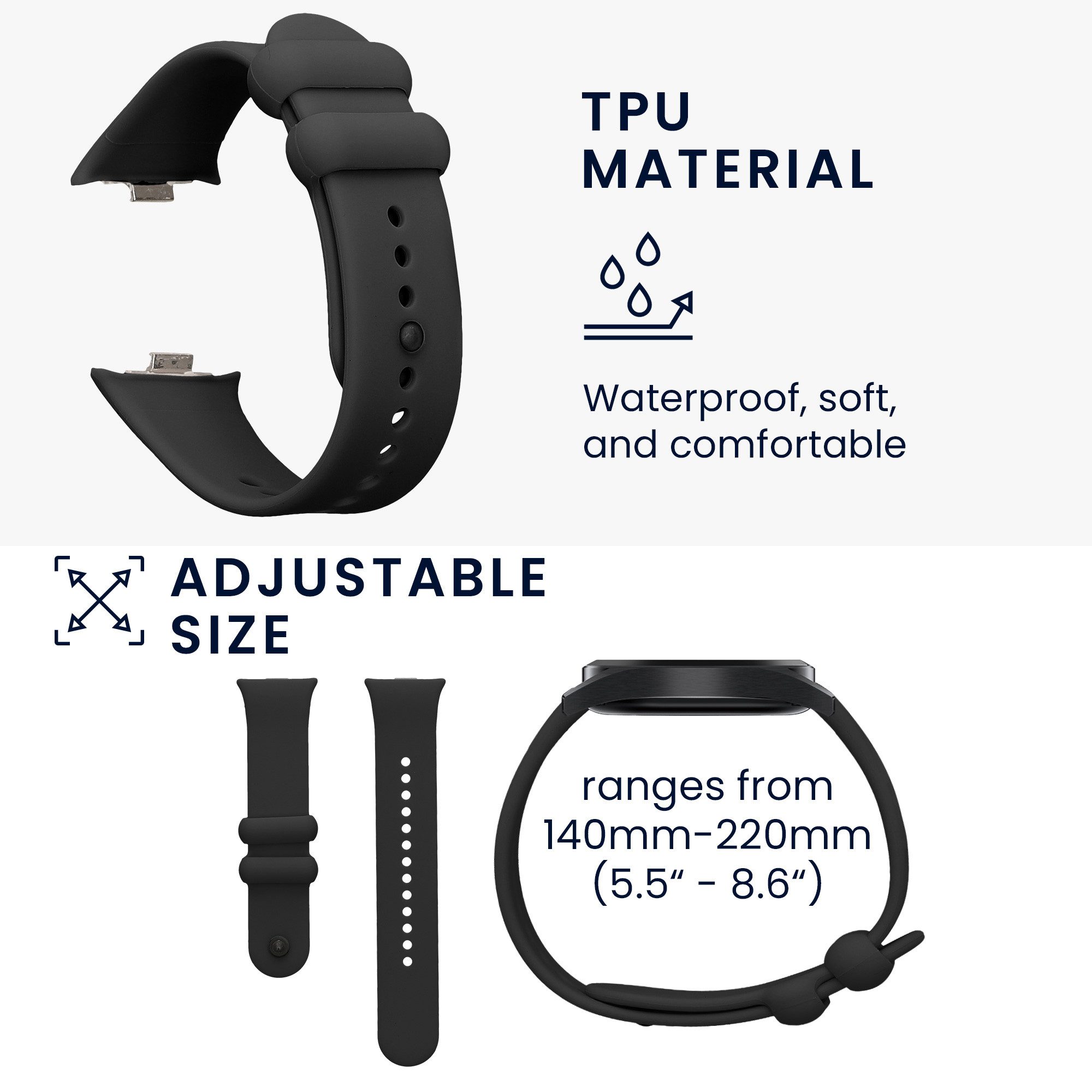 kwmobile 2x Sportarmband für Xiaomi Redmi Watch 4 Armband Smartwatch, 2-tlg., Fitnesstracker Band Set aus TPU Silikon und Nylon