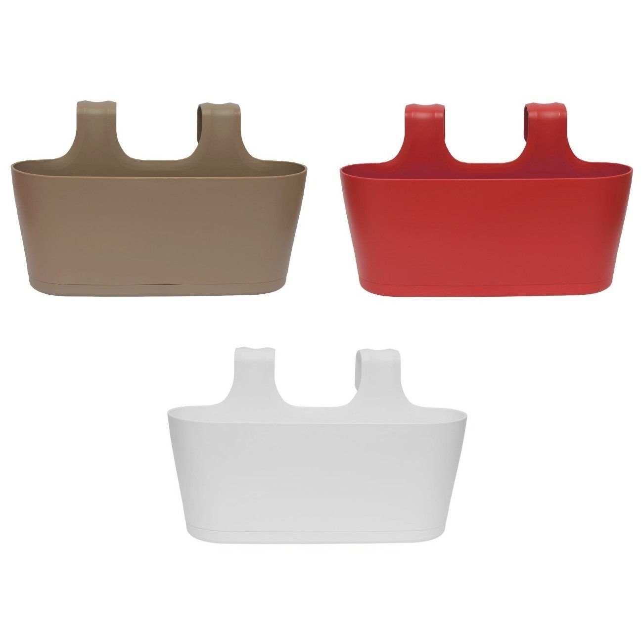 Engelland Blumenkasten Blumentopf zum Hängen (Vorteils-Set, 3 St., Fassungsvermögen je Topf 5,5 Liter), UV-Beständig, Frostbeständig, Wasserauffangschalen