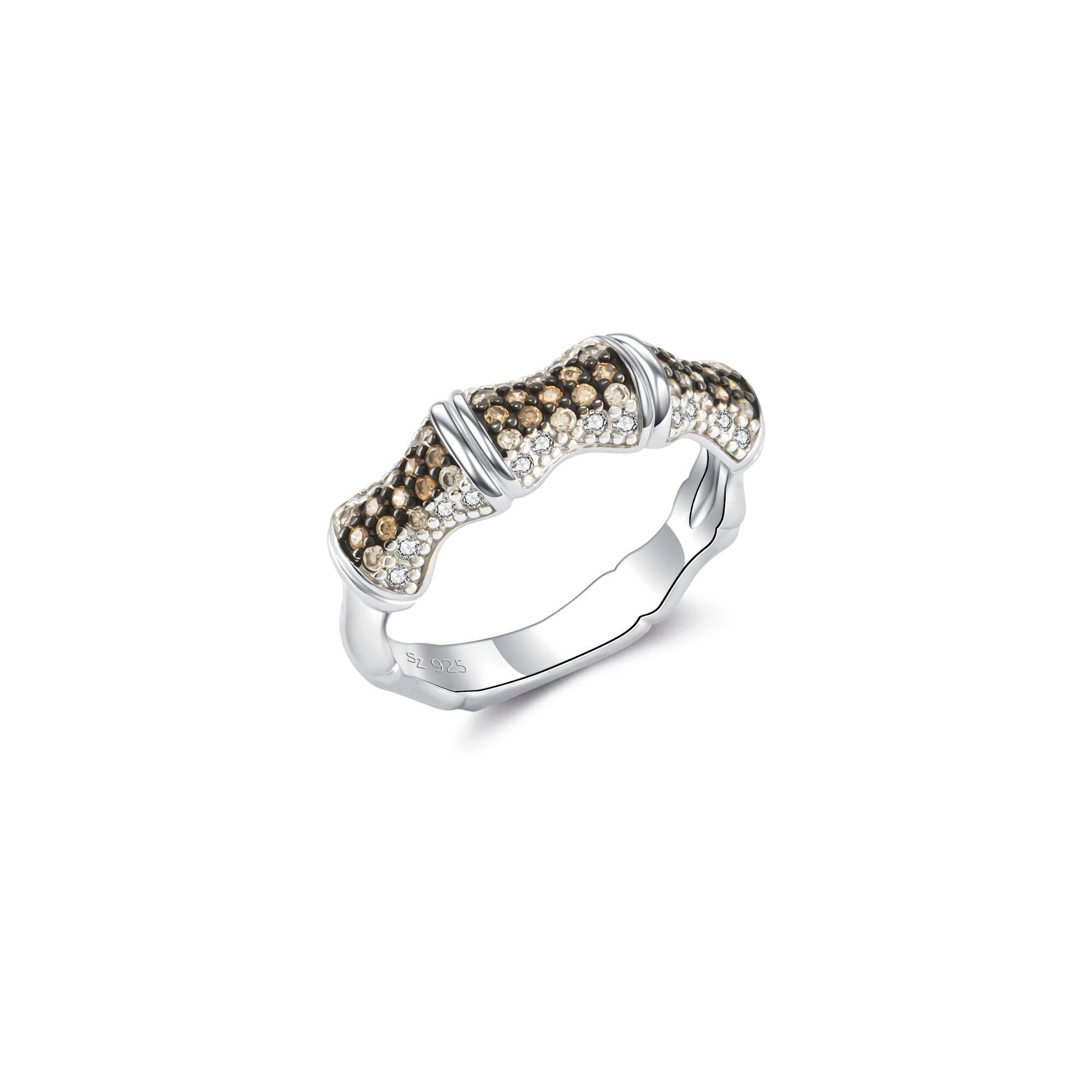 Seinerzeit FLORA & FAUNA Silberring Champagne Bambus Ring (1-tlg), Material: 925 Sterling Silber