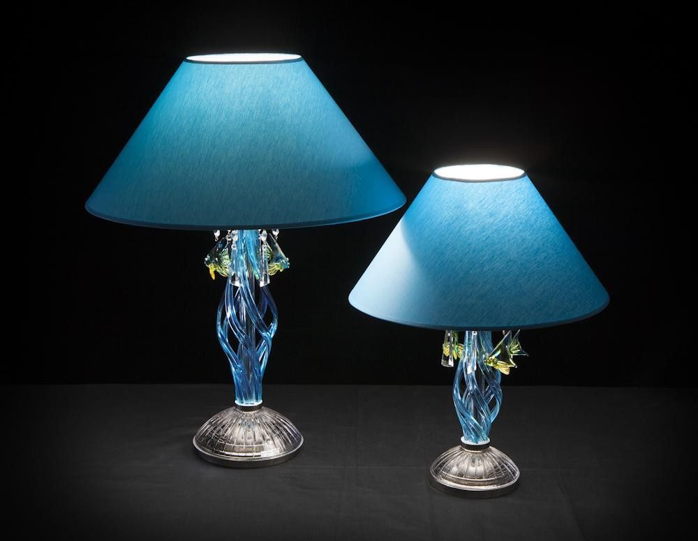 JVmoebel Schreibtischlampe Kristall Tischleuchte in Blau mit elegantem Design, Ersatzlampe, Warmweiß, Made in Europa