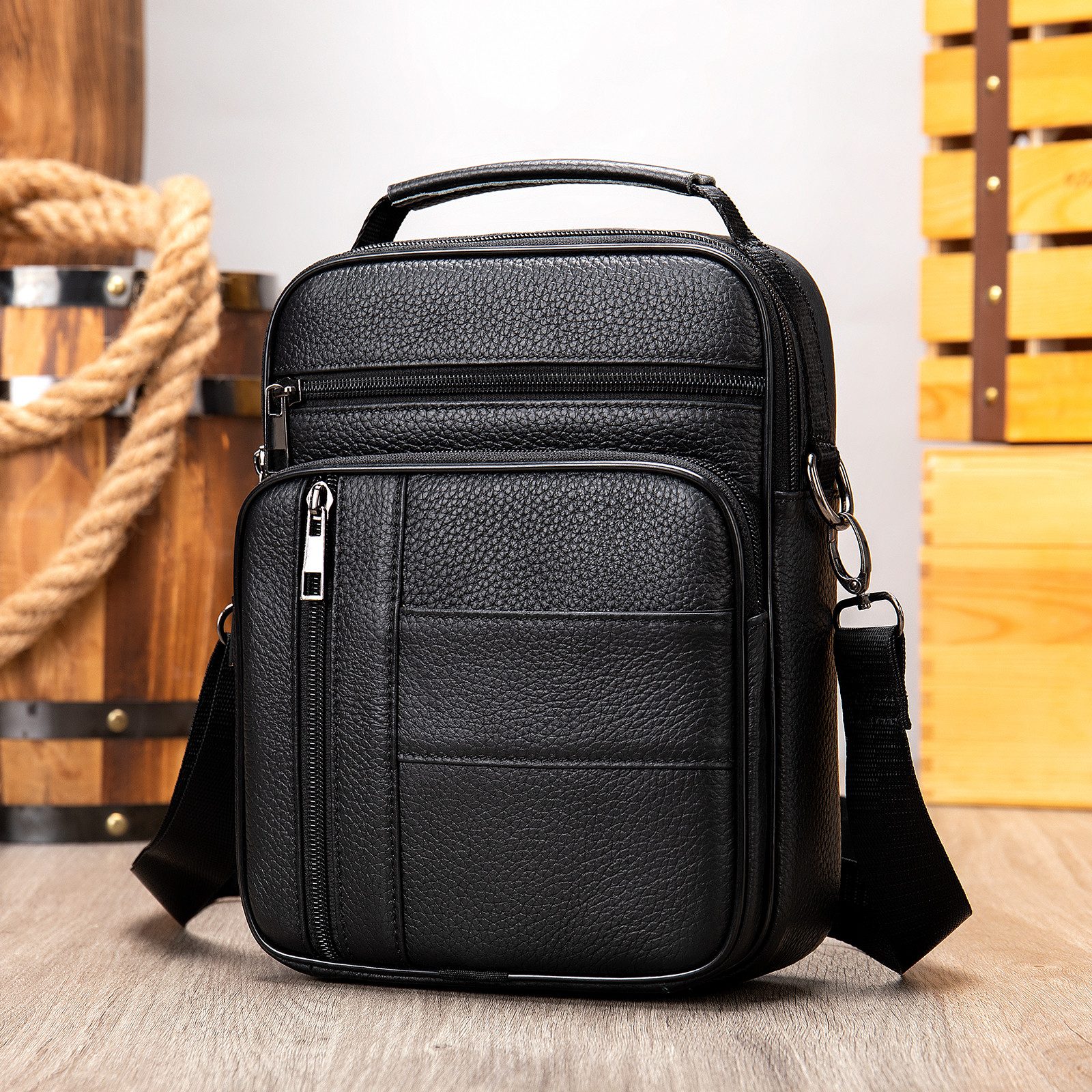 YUBRO-STUDIO Umhängetasche Herren Leder Umhängetasche Messenger günstig online kaufen