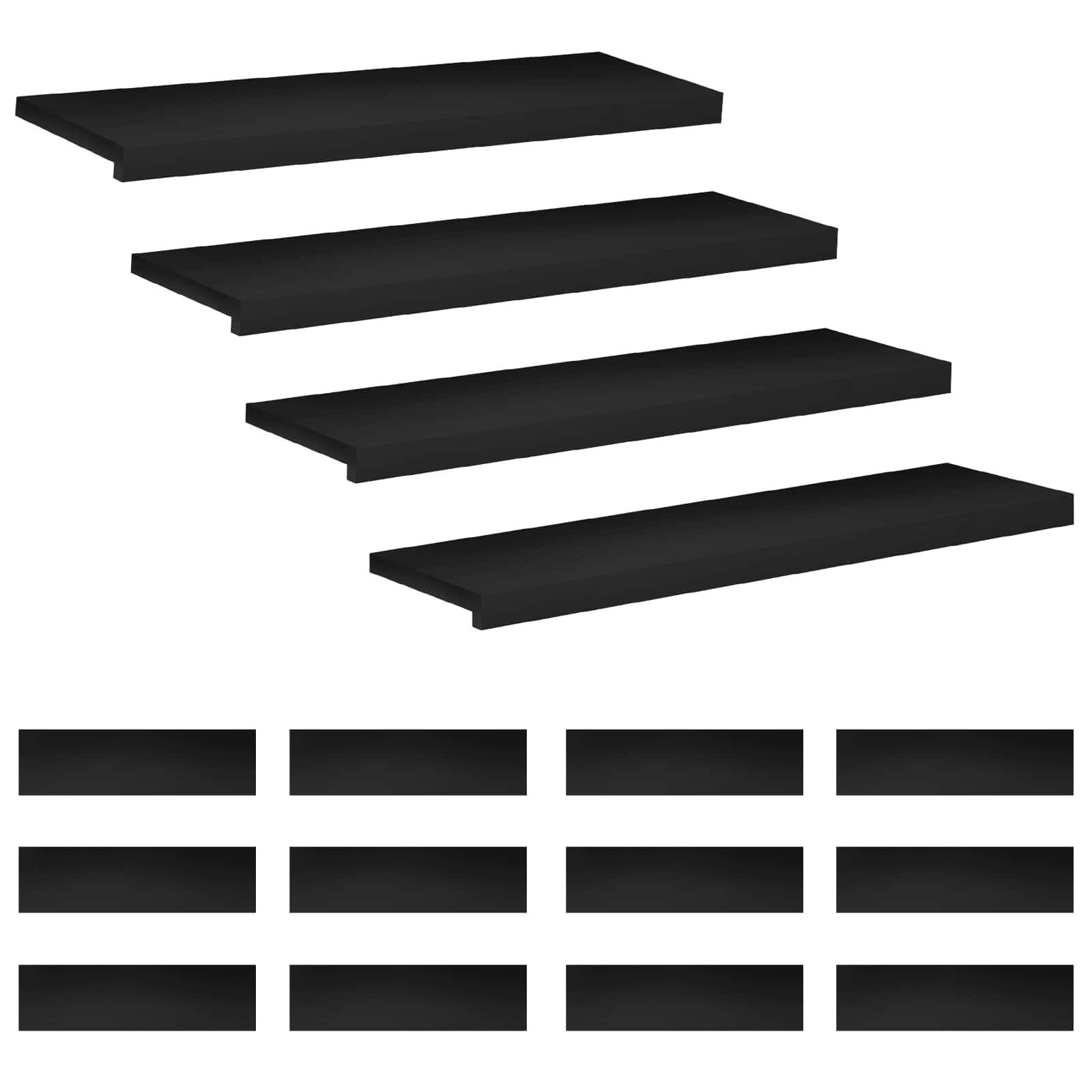 vidaXL Stufenmatte Treppenstufen 16 stk. 90 x 30 x 2 cm Schwarz Massivholz Buche, Höhe: 2 mm