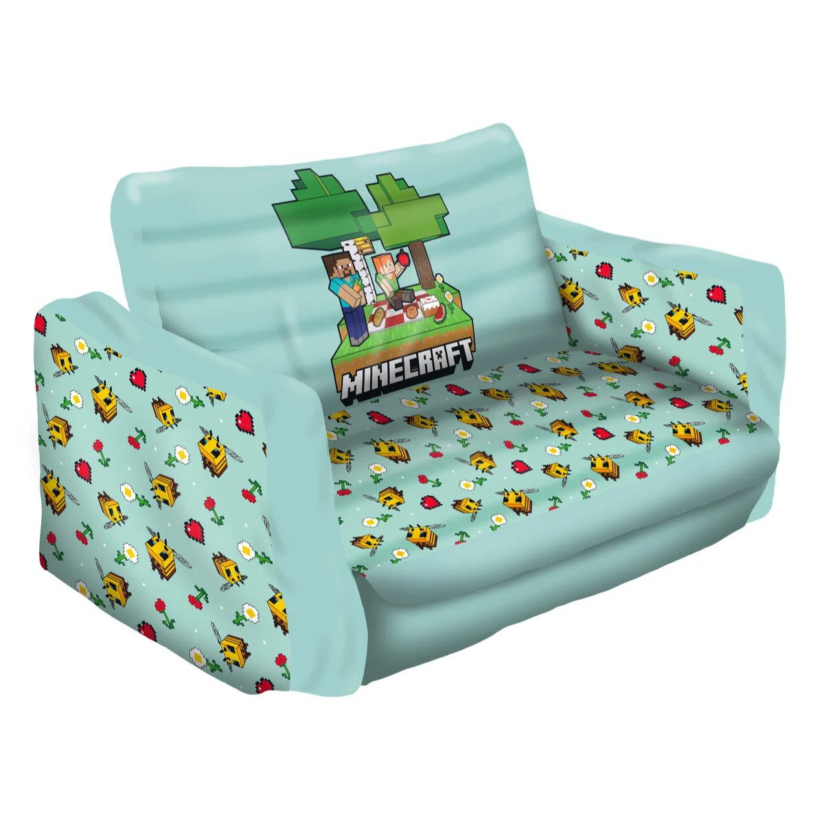 Minecraft Kindersessel Kinder Sofa 2in1 aufblasbar ausklappbar Schlafsofa mit Liegefläche (1-St)