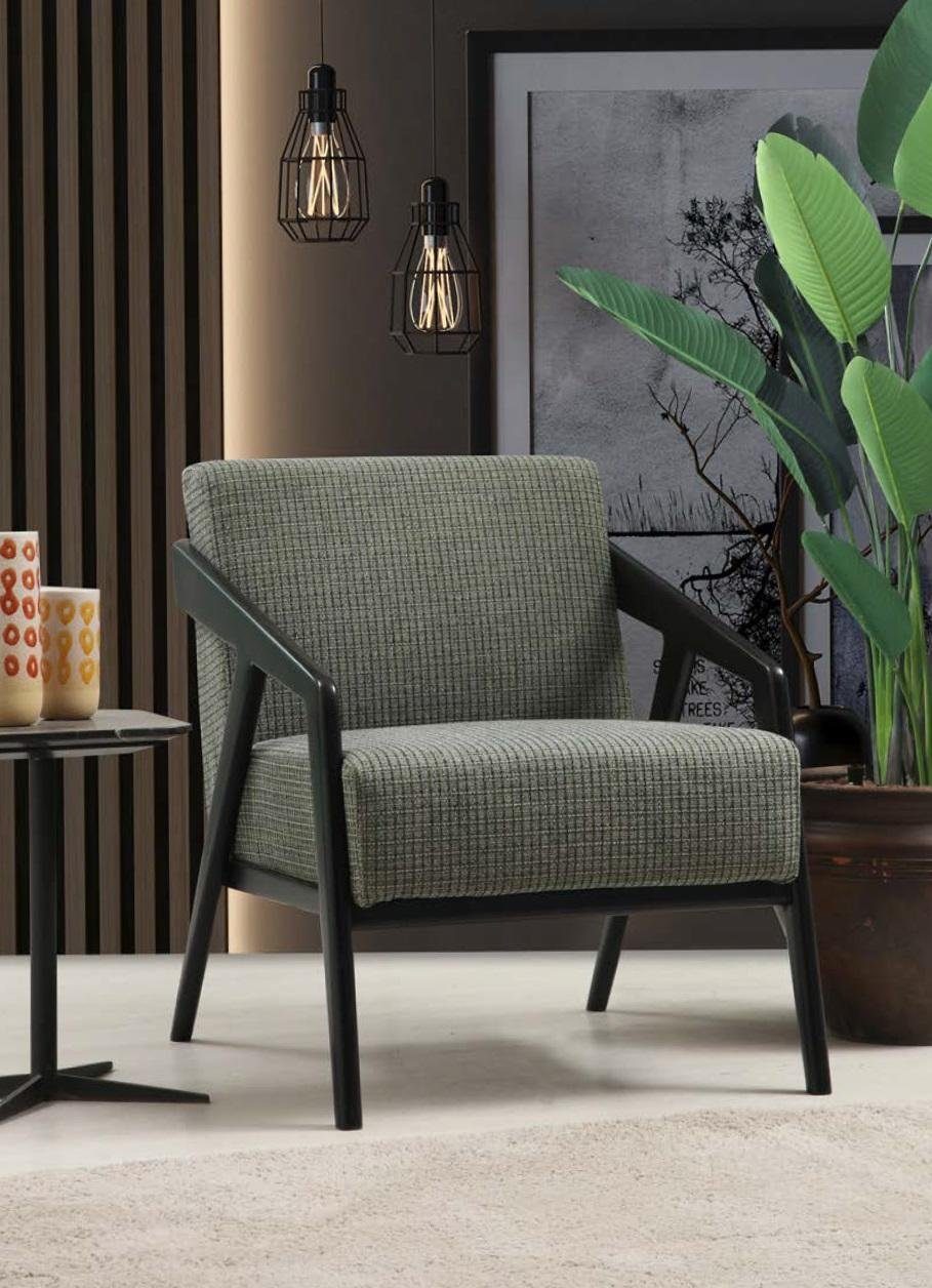 JVmoebel Sessel, Sessel Sitzer Wohnzimmer 1 Sitz Stoff Polyester Stil Modern Design