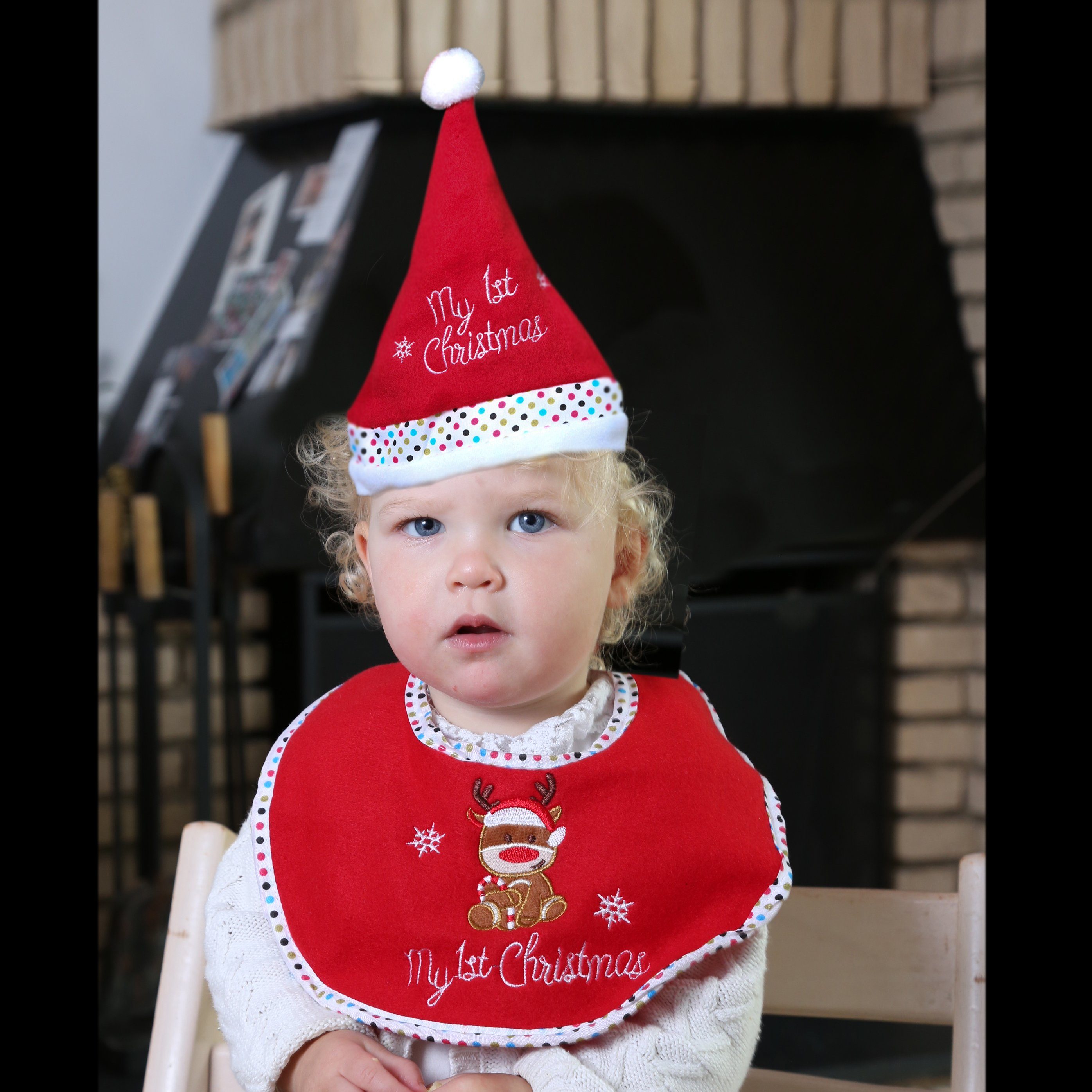 MARELIDA Lätzchen Babyset Weihnachtsmütze Lätzchen Geschenkset mein erstes Weihnachten, (1-St)