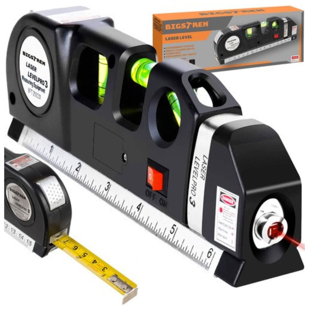 BIGSTREN Laserwasserwaage Wasserwaage Laser Maßband, (Spar-Set, 1 St., Genauheit), Präzise Ausrichtung