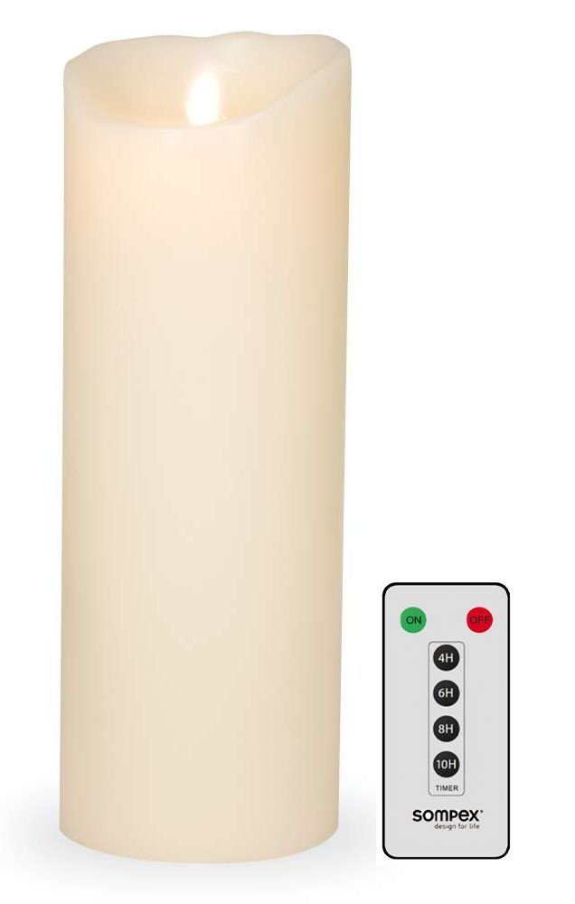SOMPEX LEDKerze Flame LED Kerze elfenbein 23cm mit Fernbedienung (Set