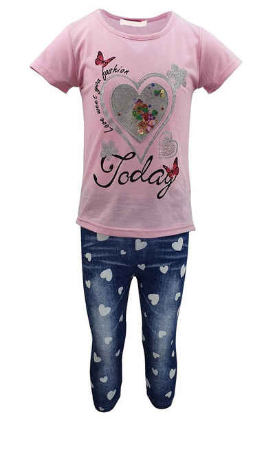 Girls Fashion T-Shirt & Bermudas Sommerset, T-Shirt + Capri Hose, MS216 (Set, Shirt+Capri Leggings)