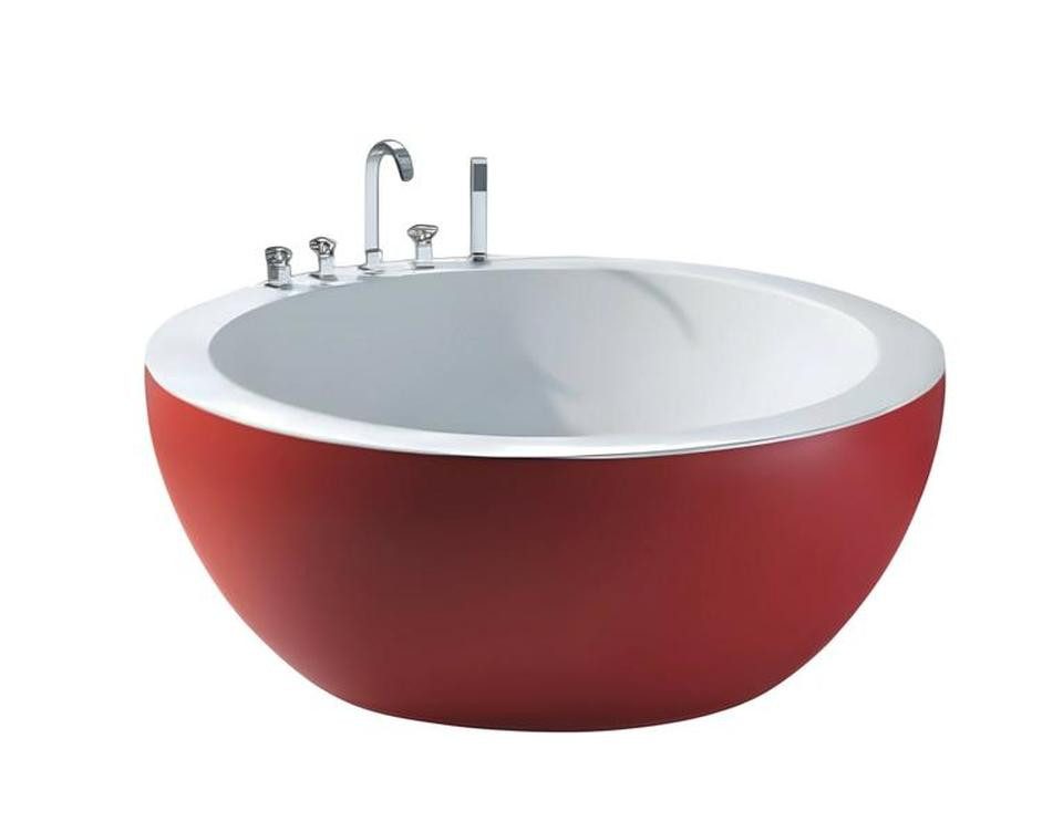 JVmoebel Badewanne Relaxwanne 160x160 cm Rot - Komfort Acryl Badewanne Designwanne, Made in Europe