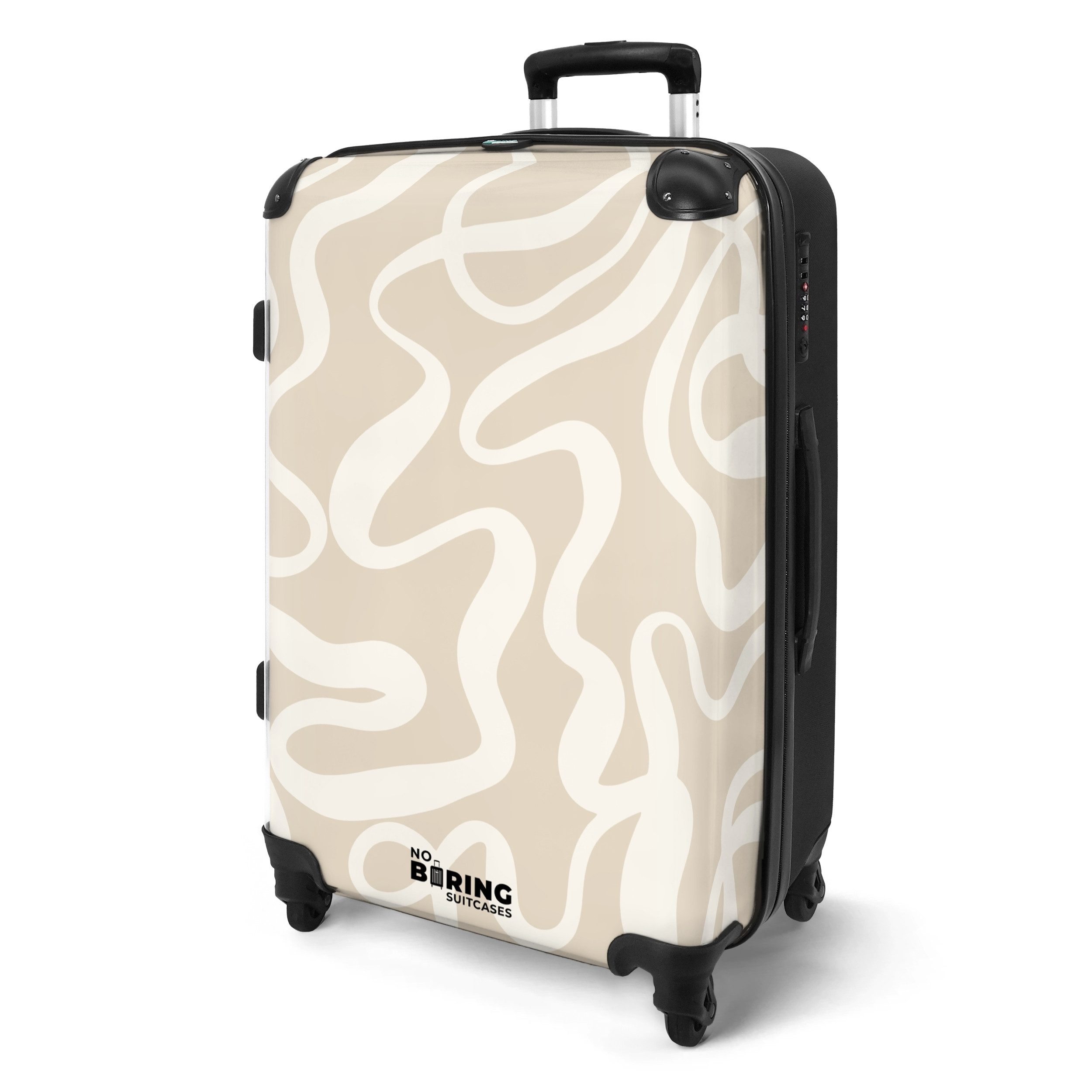 NoBoringSuitcases.com© Hartschalen-Trolley Beige mit weißen abstrakten günstig online kaufen