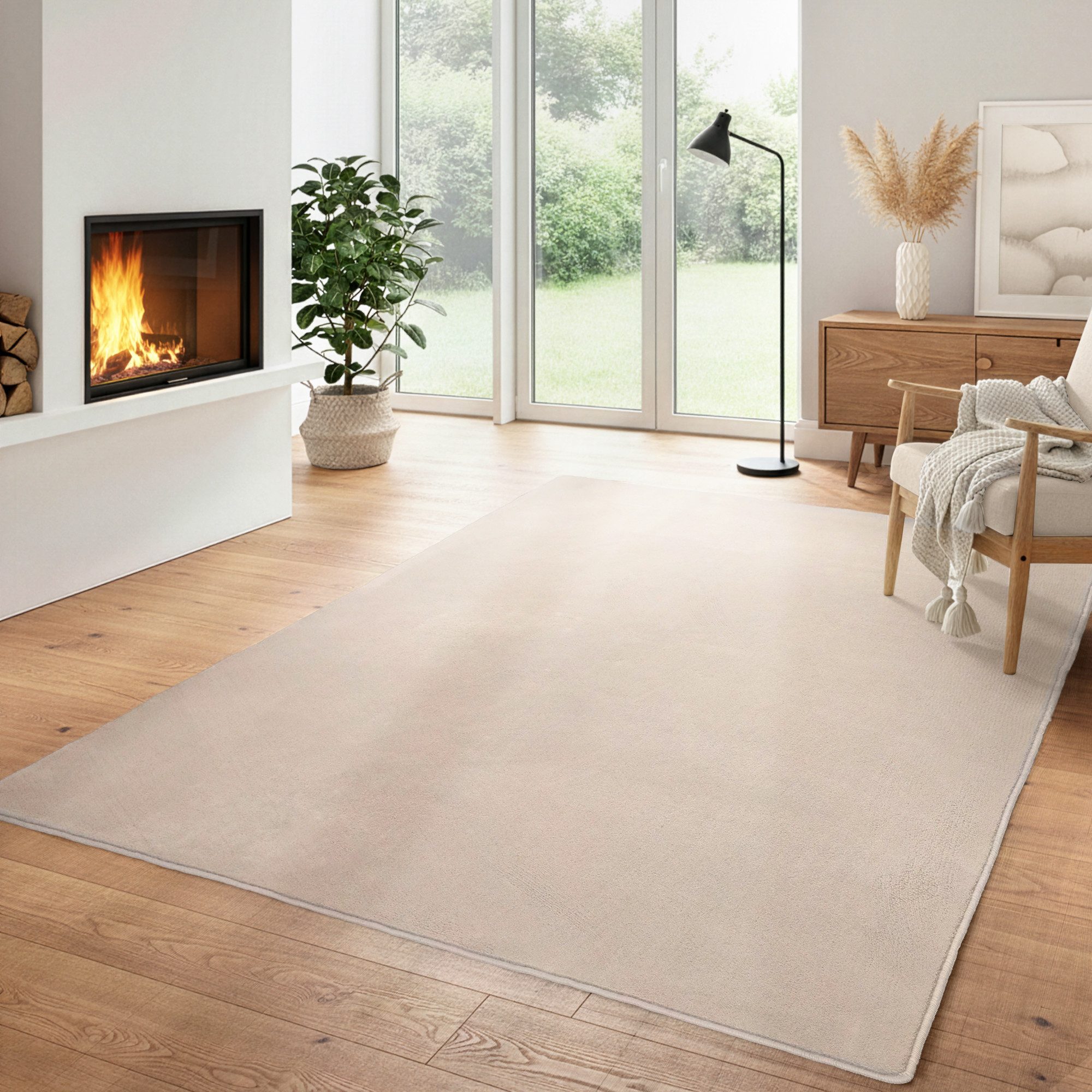 Carpettex Veloursteppich Unicolor - Einfarbig, Läufer, Höhe: 7 mm, Kurzflor Rund Teppich Anti-Rutsch Rückseite Waschbar Flauschiger