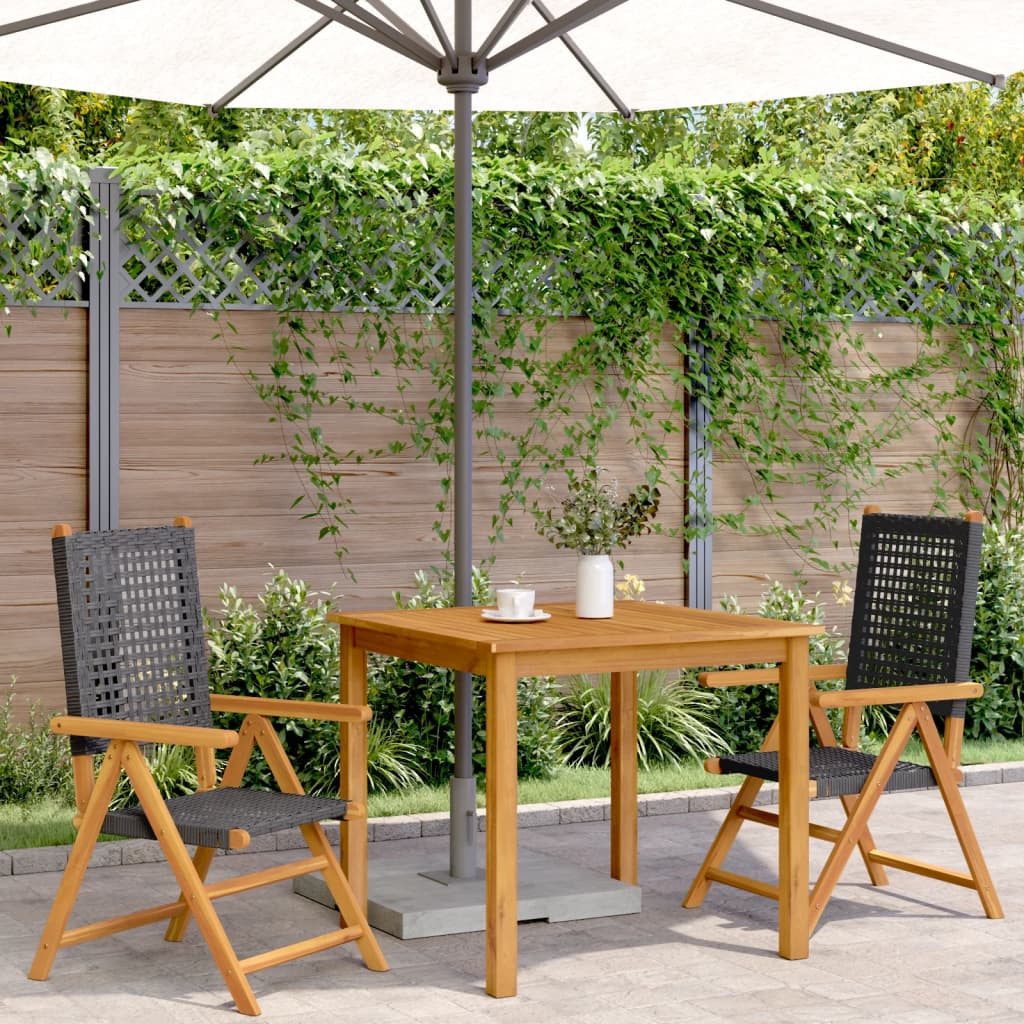 vidaXL Gartenstuhl Gartenstühle 2 Stk. Schwarz Massivholz und Poly Rattan ( günstig online kaufen