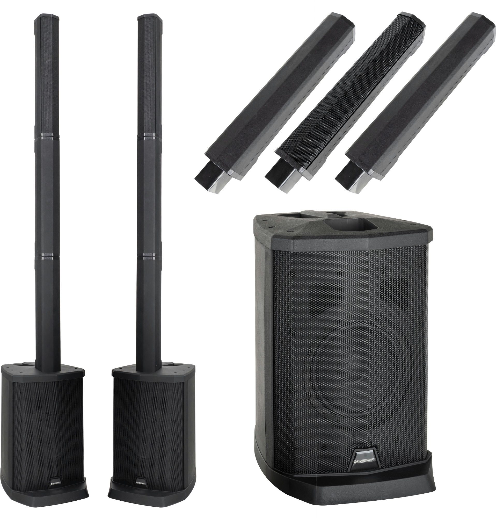 McGrey E-208LA Aktiv Line Array Säulenanlage Stereo Set Lautsprecher (Bluetooth, 100 W, PA-Anlage mit 8x 2,5" Breitbandlautsprecher)