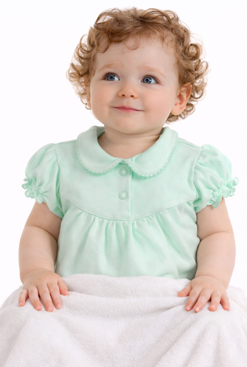 La Bortini Body Baby Kurzarmbody in Min Grün mit Kragen aus reiner Baumwolle, 44 50 56 62 68 74 80 86 92 98
