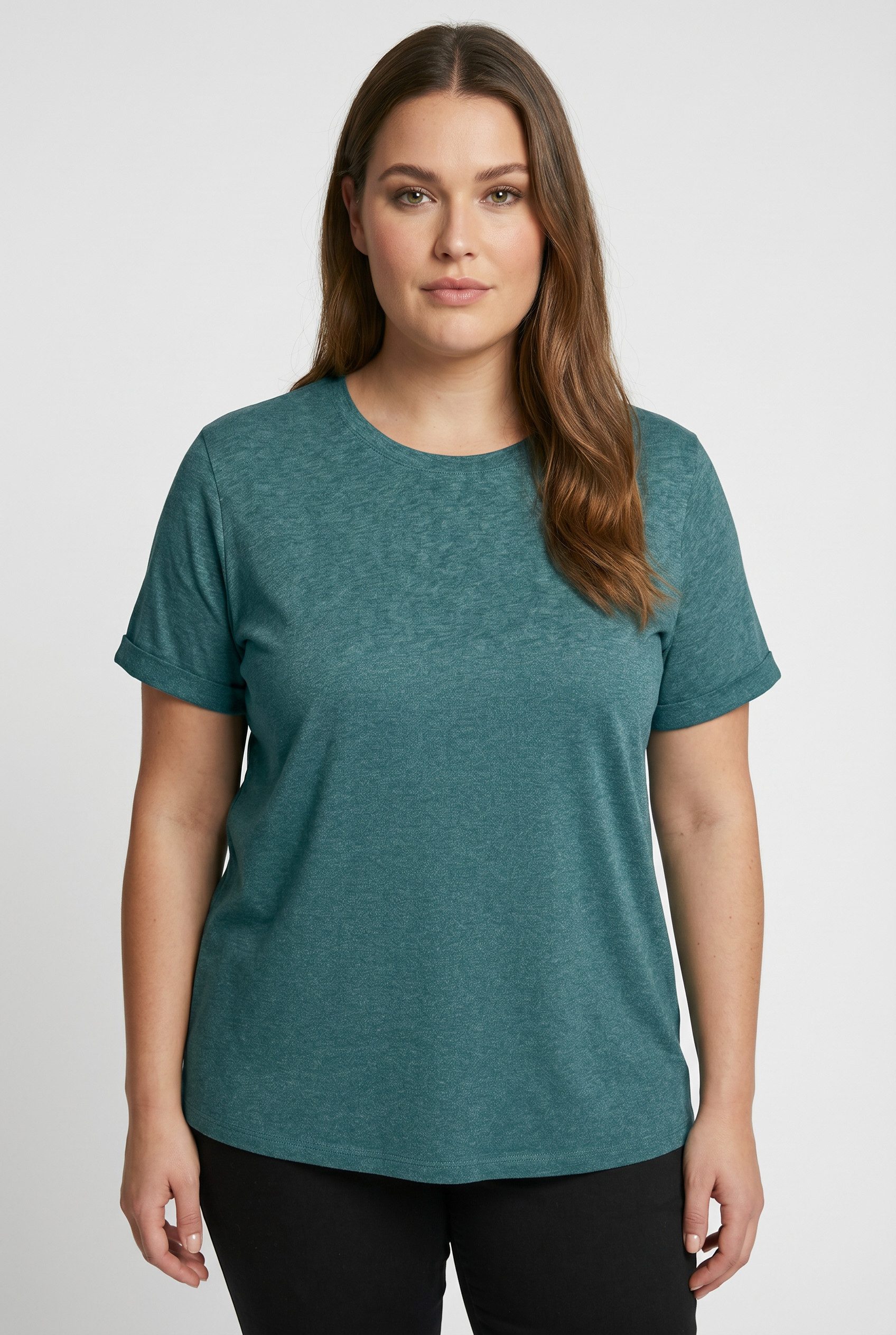 ONLY CARMAKOMA Kurzarmshirt CARMOSTER S/S FOLD UP TOP JRS NOOS Materialmix, regular fit