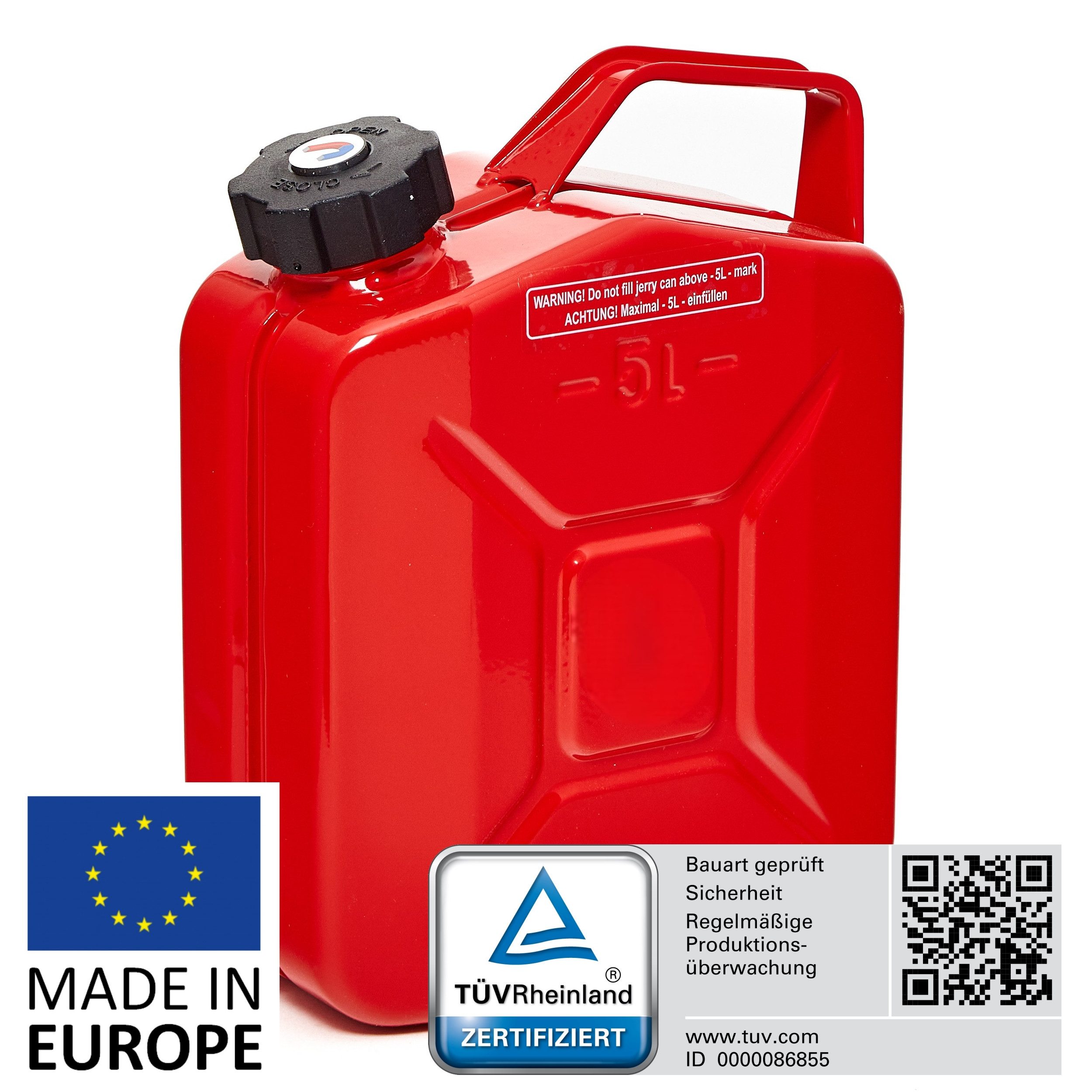 BW Бензин может Metall Kanister5 Liter mit Schraubverschluss (nach NATO Standard, Made in Europe), TÜV-geprüft und UN-Zulassung - Made in Europe