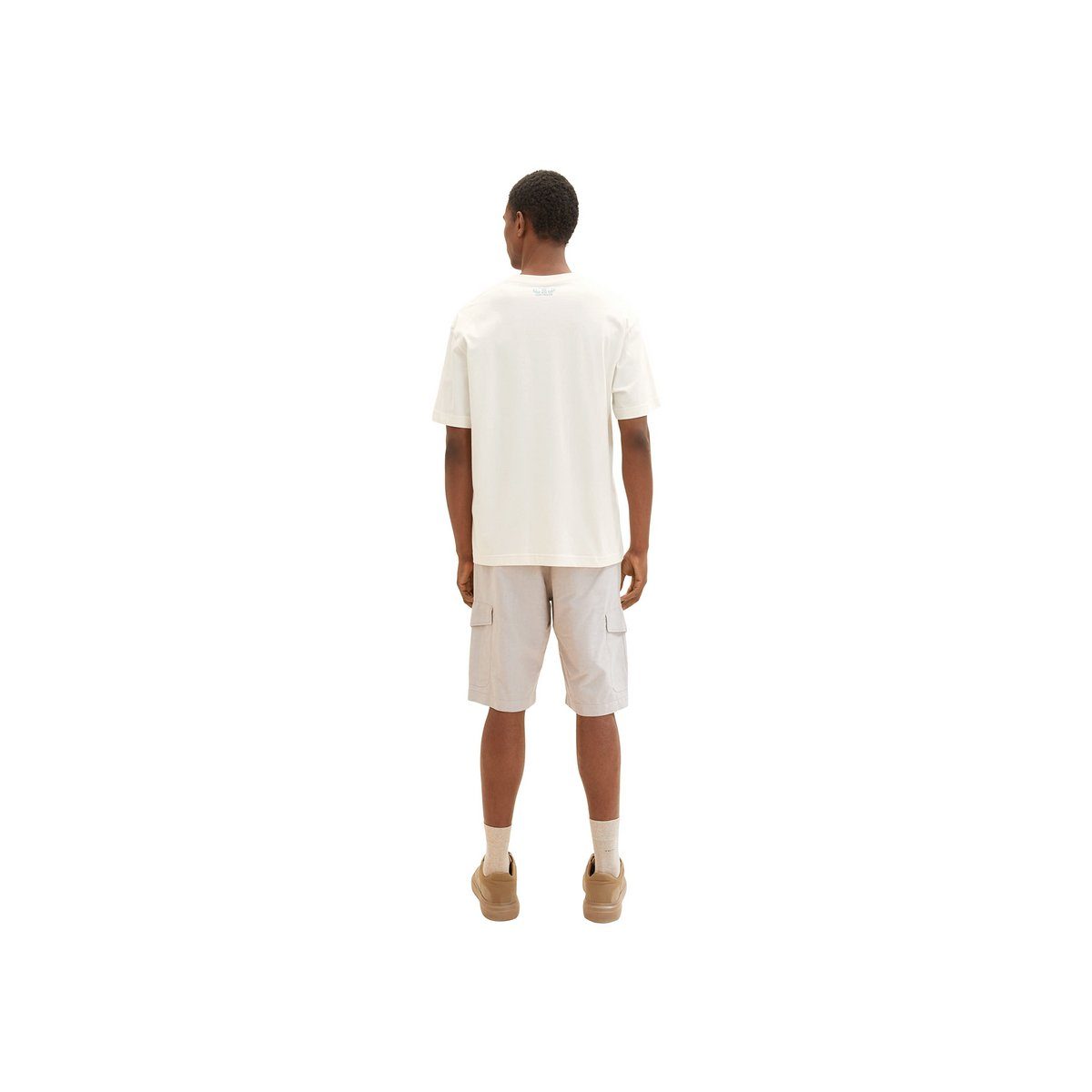 TOM chambray (1-tlg., beige desert fawn TAILOR regular keine Angabe) Cargoshorts white