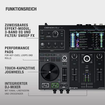 Denon DJ Controller DJ PRIME GO DJ-System - mit zwei Decks, 7“ Touchscreen, Effekteinheit