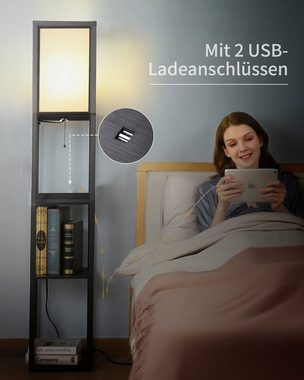 awortek LED Stehlampe Stehleuchte mit Ablage, moderne Hochleuchte mit Ladestation, LED wechselbar, Lagerung, mit Ladestation