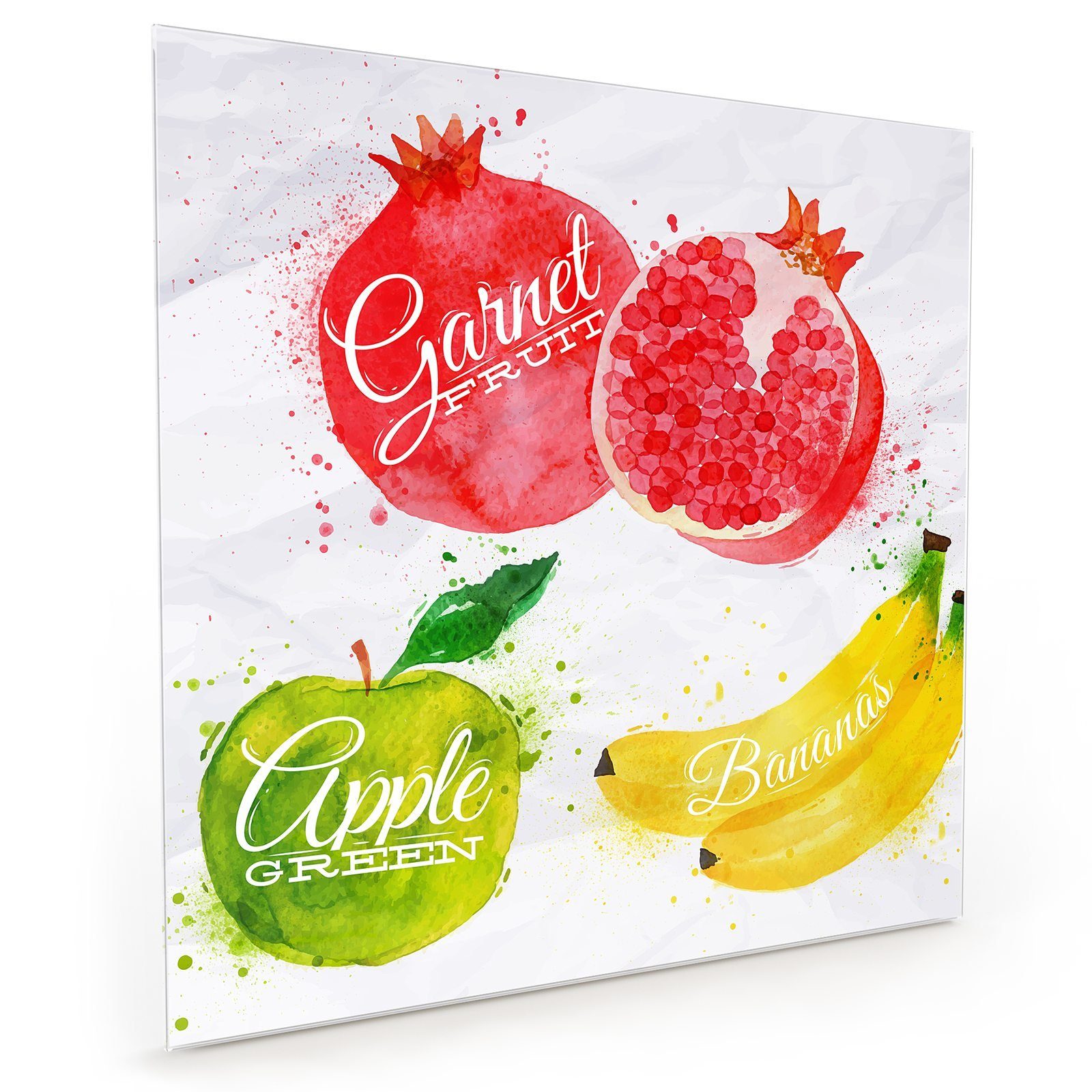Früchte Glas Küchenrückwand Illustration mit Spritzschutz Küchenrückwand Primedeco Motiv