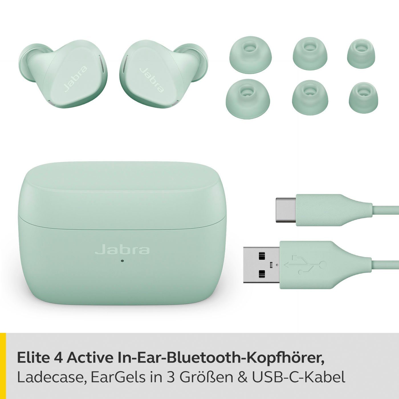 Jabra Elite 4 active Bluetooth-Kopfhörer für (Active Cancelling Sprachsteuerung, Assistant, Musik, True Steuerung Bluetooth) Google mint Wireless, (ANC), Alexa, Noise und integrierte Freisprechfunktion, Anrufe Siri
