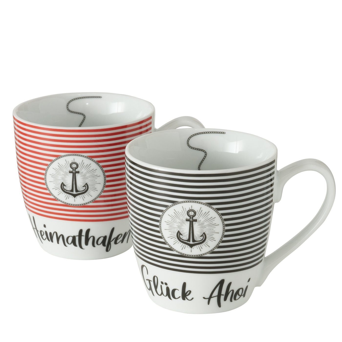 BOLTZE Tasse 2er-Set Jumbotassen Marino, rot + blau mit Anker