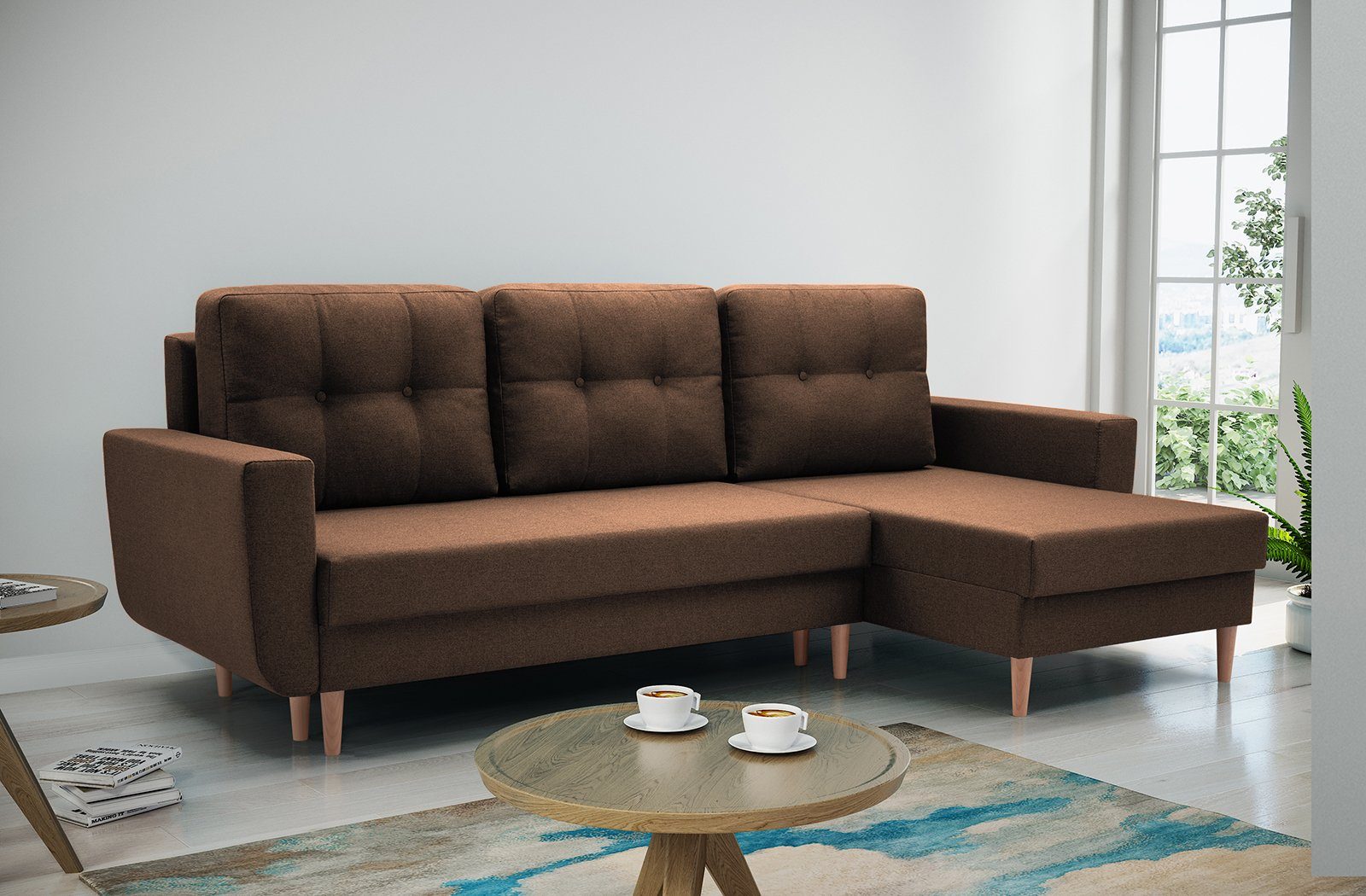 Beautysofa Polsterecke Couch Sofa Ecksofa ONLY, mit Schlaffunktion, mit universelle mane Braun (malmo new 28)