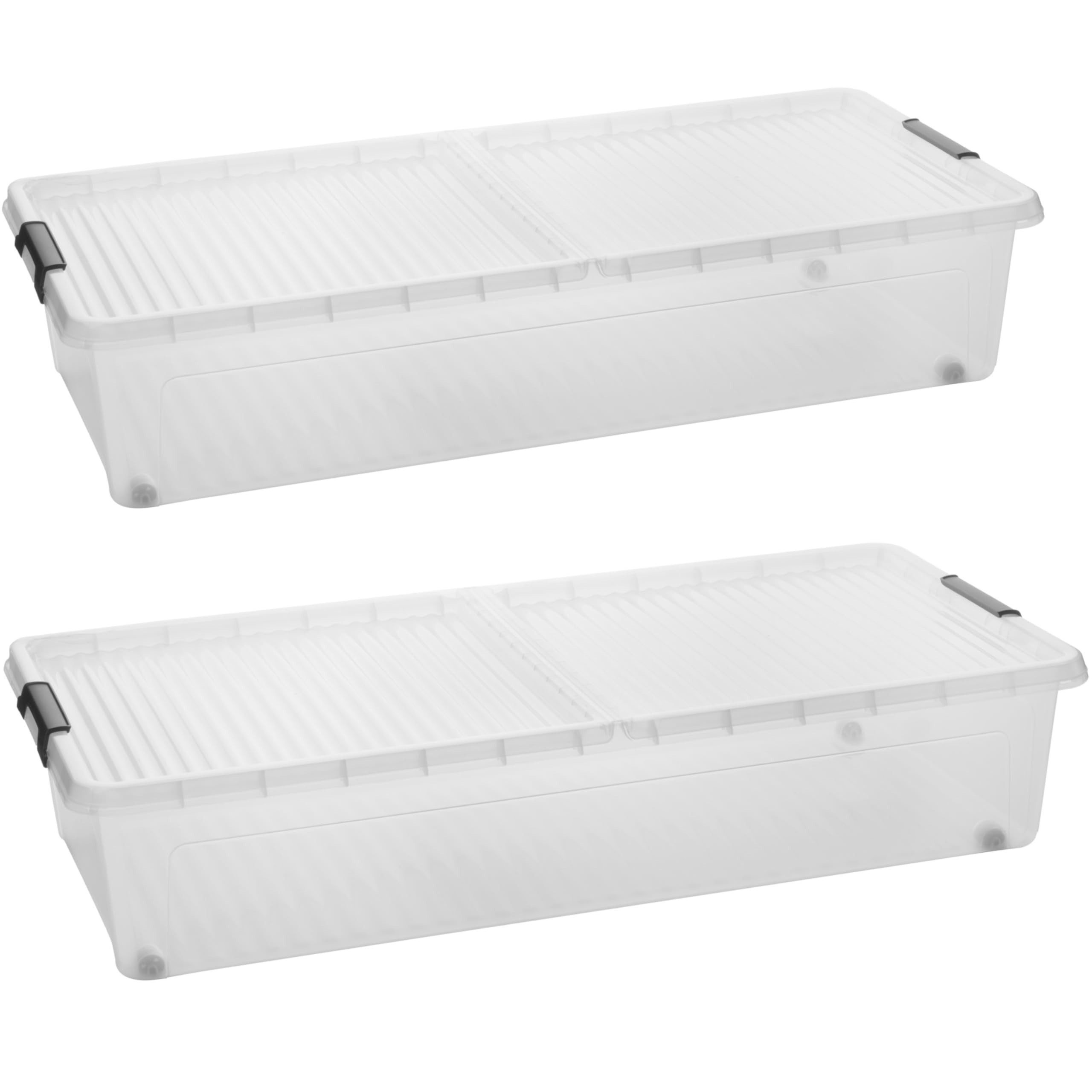 Centi Aufbewahrungsbox Unterbettbox mit Rollen, geteilter Deckel, transpare günstig online kaufen