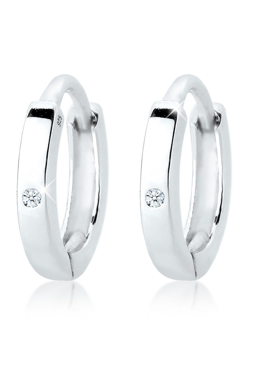 Elli DIAMONDS Paar Creolen Diamant Weiß Brillantschliff (0.01 ct ct) 925 Sterling Silber