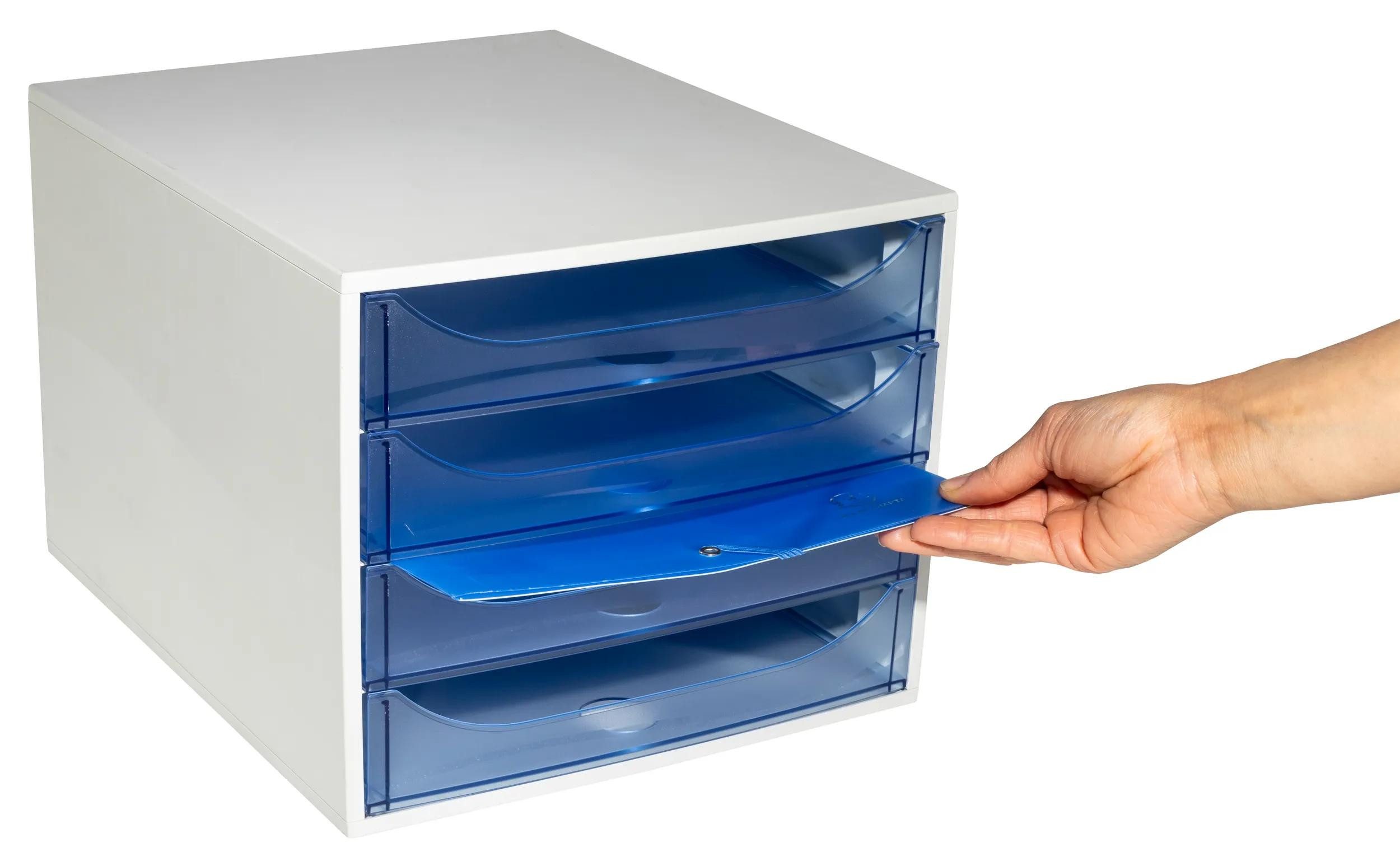EXACOMPTA Schubladenbox ECOBOX Schubladenbox mit 4 Schubladen - Eisblau - 228610D, Boxen einzen