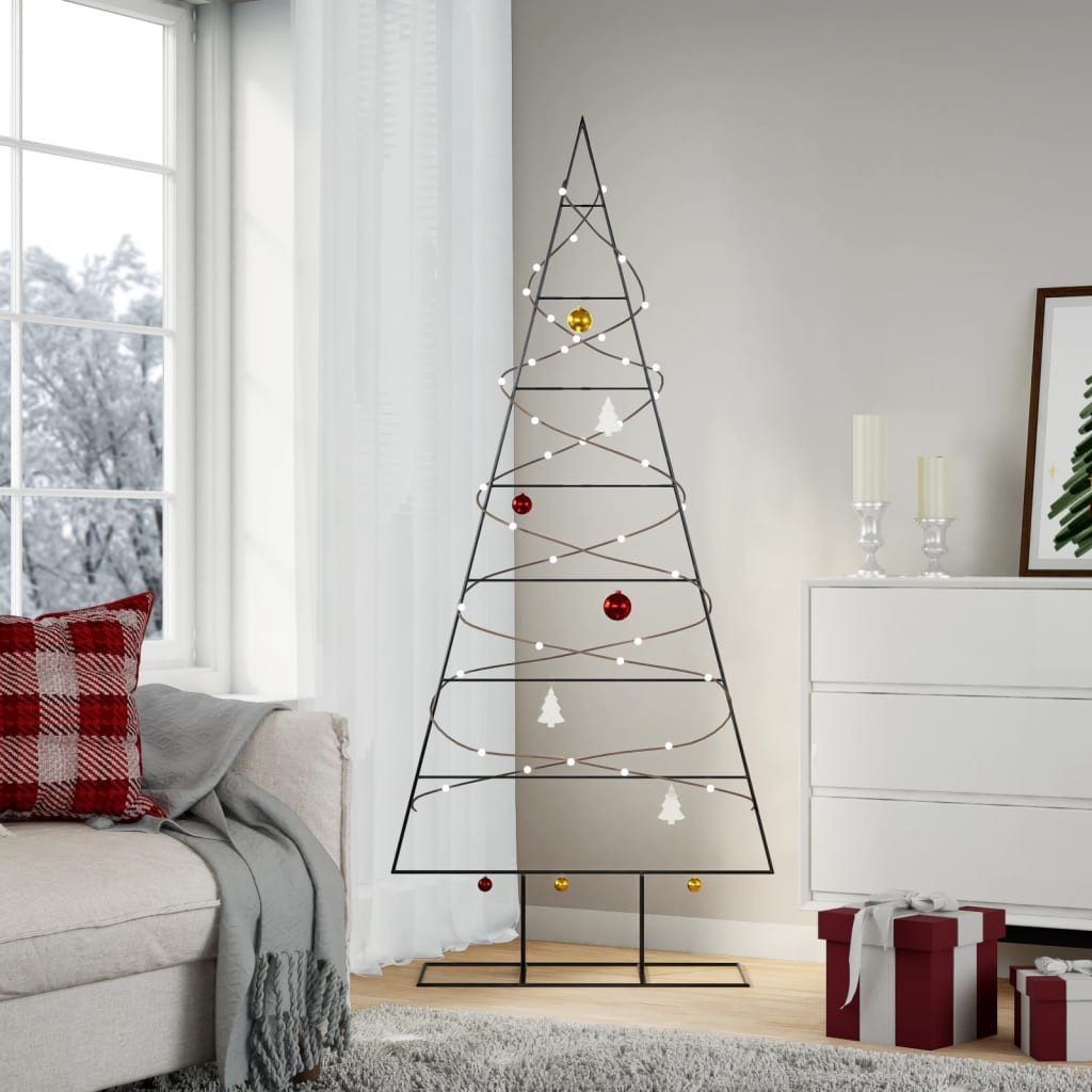 vidaXL Künstlicher Weihnachtsbaum Metall-Weihnachtsbaum für Dekorationen Schwarz 180 cm – Bild 2 von 5