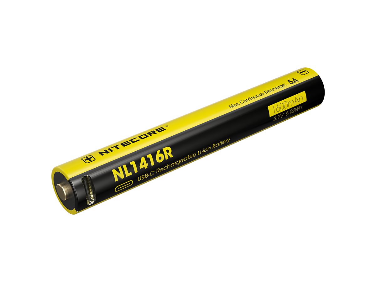 Nitecore Li-Ion Akku Typ 2x 14500 - 1600mAh - NL1416R mit USB-C Ladeanschluss Akku (1 St)