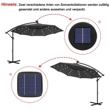 UISEBRT Sonnenschirm Alu Gartenschirm 300cm mit Solar LED Warmweiß