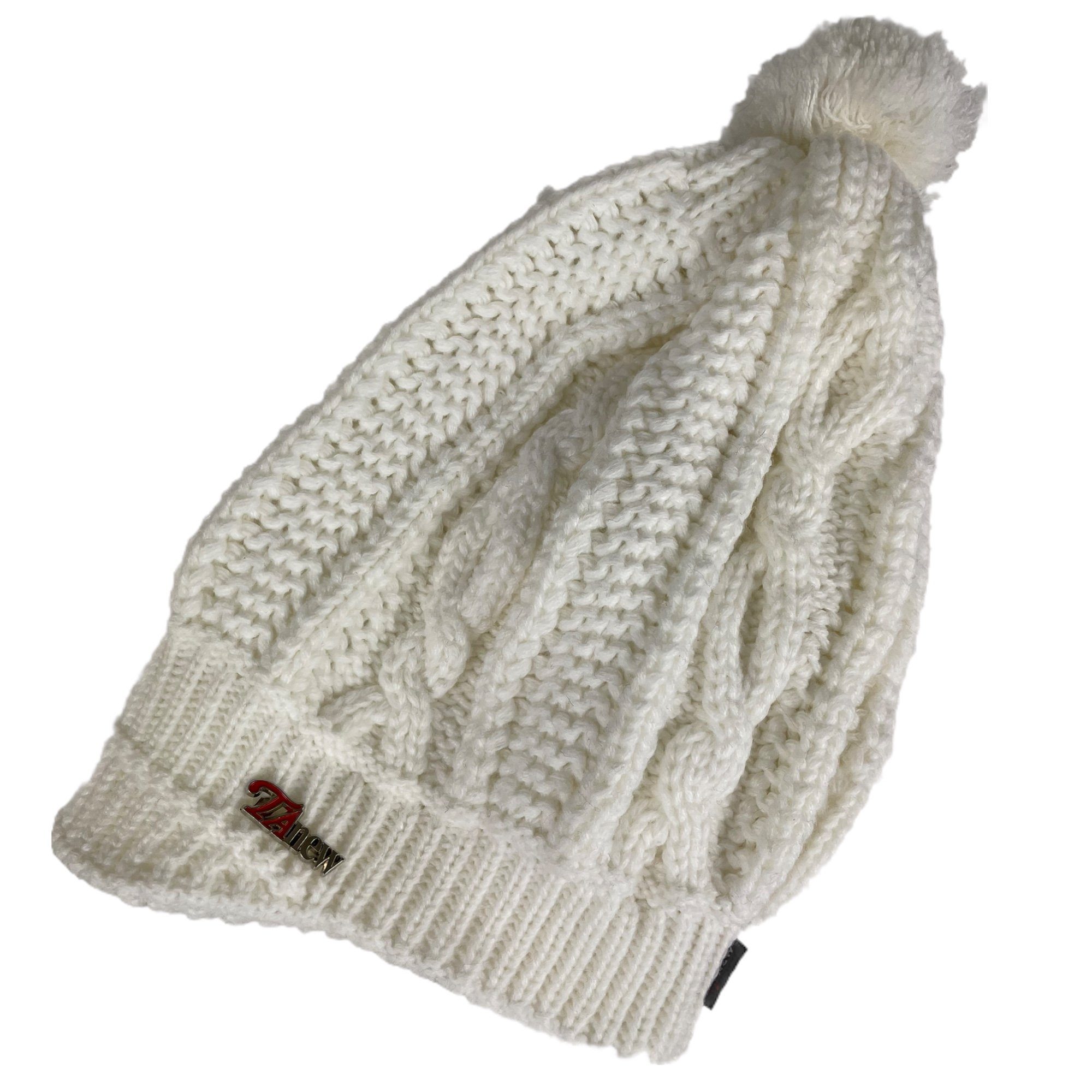 Taschen4life Beanie Damen Mütze mit Bommel TA1152 gestrickt im Zopfmuster-M günstig online kaufen
