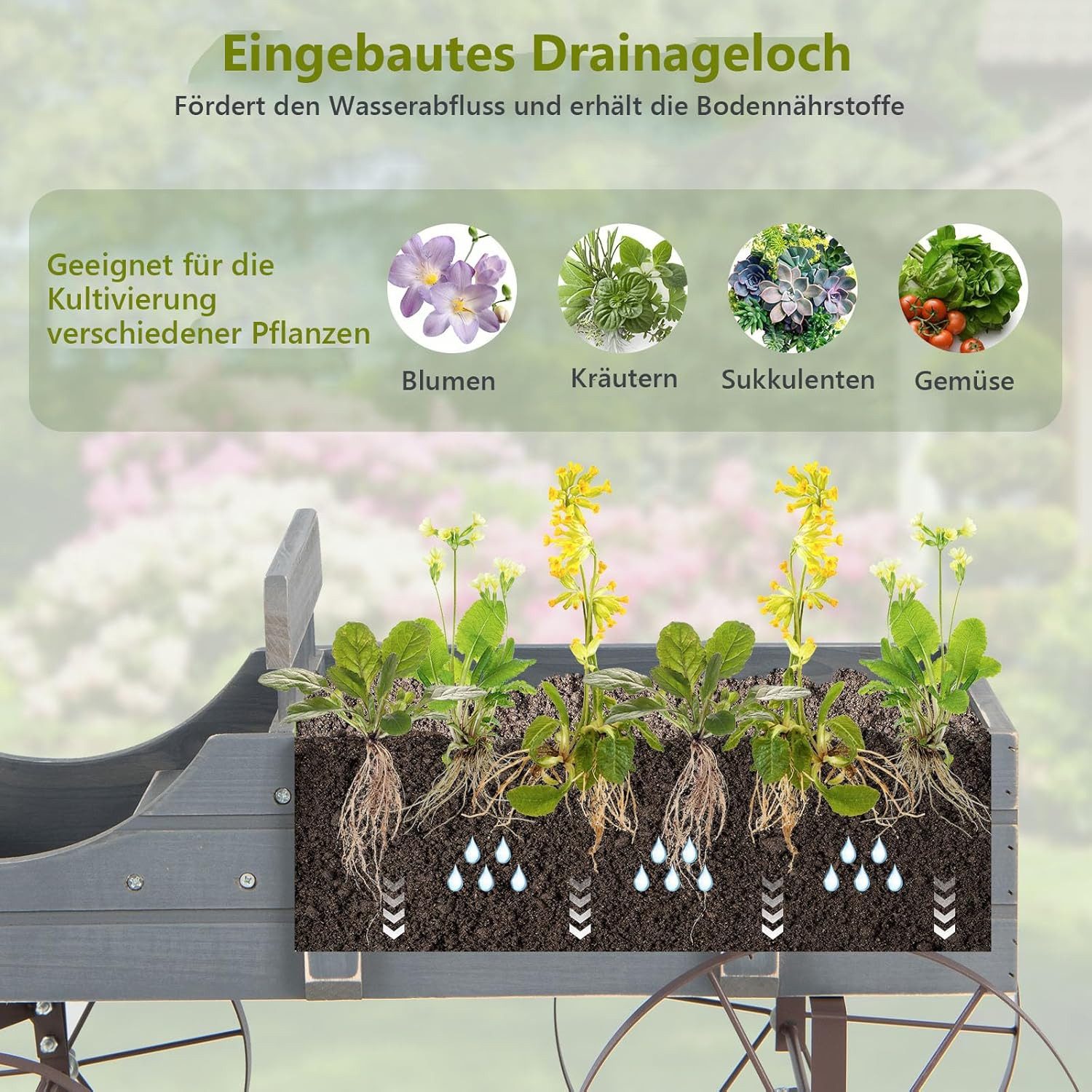 KOMFOTTEU Blumenständer Blumenwagen, 2 separate Blumenregale,Tragkraft günstig online kaufen