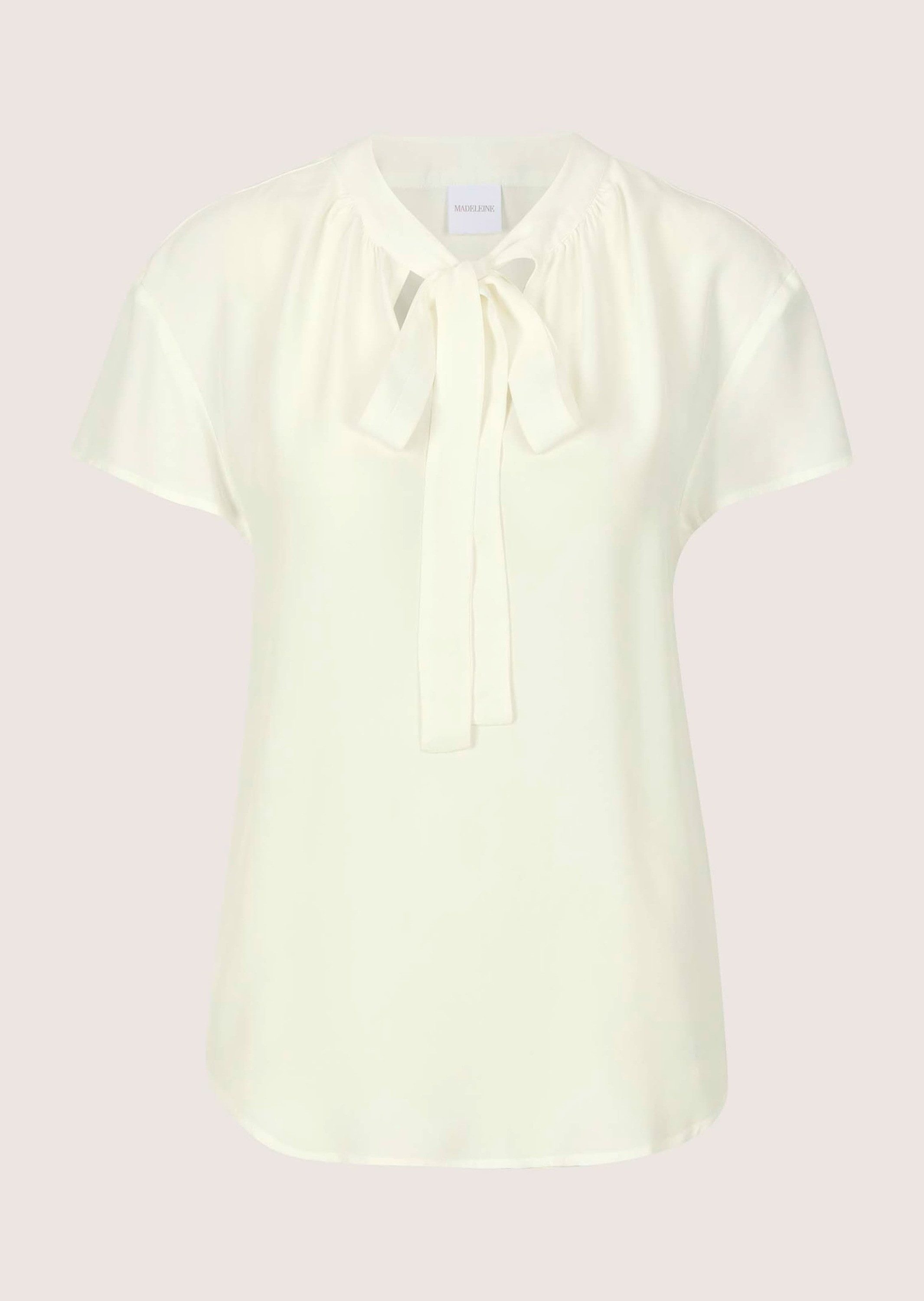 Kurzarmbluse Viskosebluse mit Bindeband