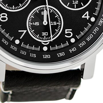 OOZOO Quarzuhr Oozoo Herren Armbanduhr schwarz Analog, Herrenuhr rund, extra groß (ca. 48mm) Lederarmband, Casual-Style