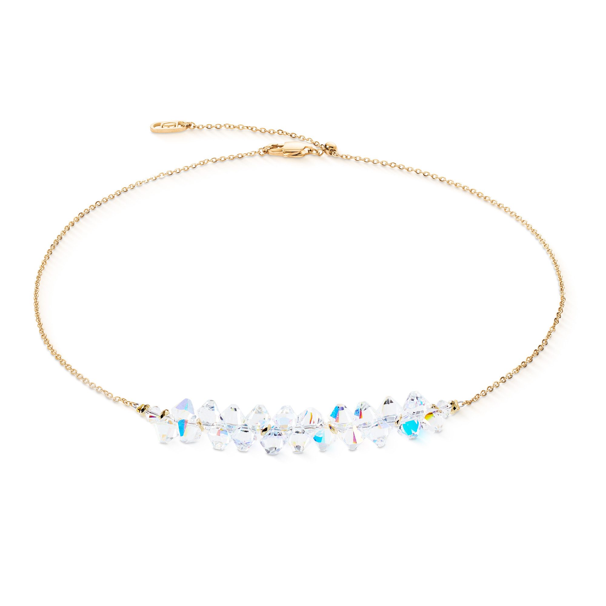 COEUR DE LION Collier Schmuck Edelstahl Halskette Dancing Crystals Pure Würfelkette, Made in Germany - mit Swarovski® Kristall, Hämatit