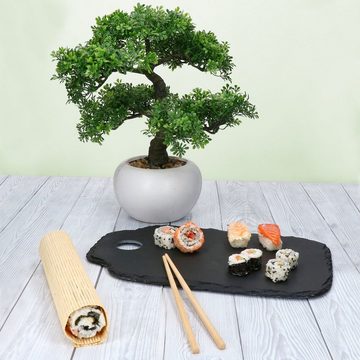 MamboCat Servierplatte Bento Sushi Set 2 Personen Schieferplatte Sushi-Matte Ess-Stäbchen, Schiefer