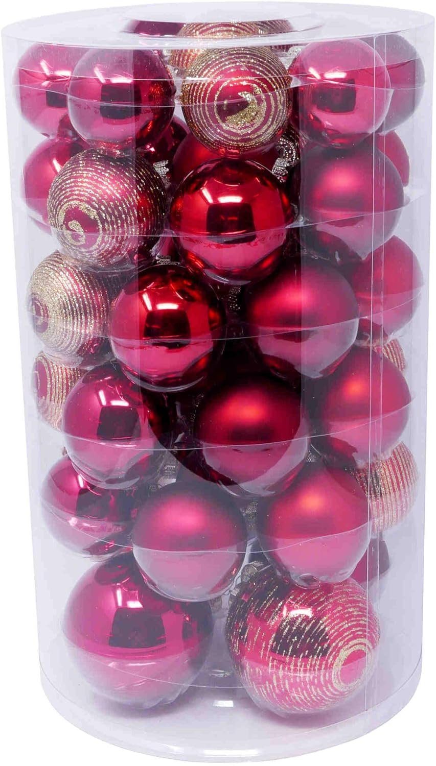 Glitzer teilig Weihnachtskugel-Set Glas 3 Mix 46 rot Größen - Weihnachtsbaumkugel - B&S
