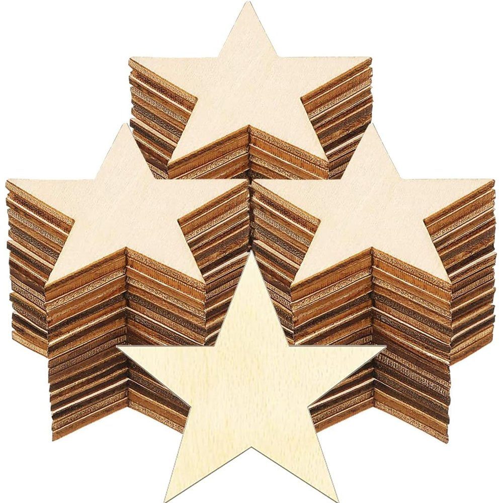 100 Holzausschnitte 5cm Holzsterne, Stück Dekostern Weihnachtsfeier für St., Bastelprojekte, Sarfly Weihnachts-Rohlinge, Unfertige 100 Ornamente