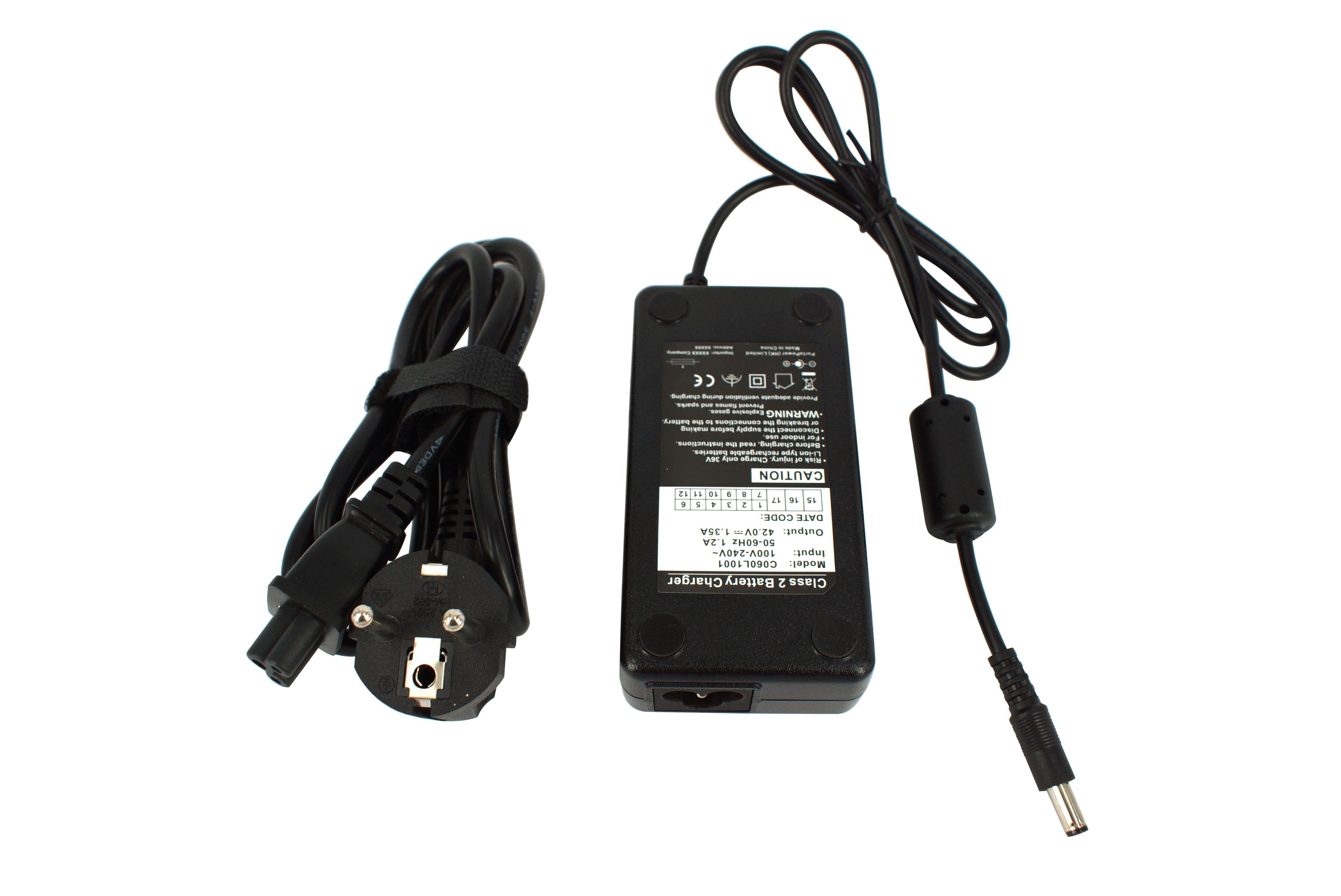 PowerSmart YJ041003 E-Bike Akku 10,5Ah Zellen, Ladegerät, Halterung und Li-ion Elektrofahrrad mAh V) (36 mit Panasonic 10500