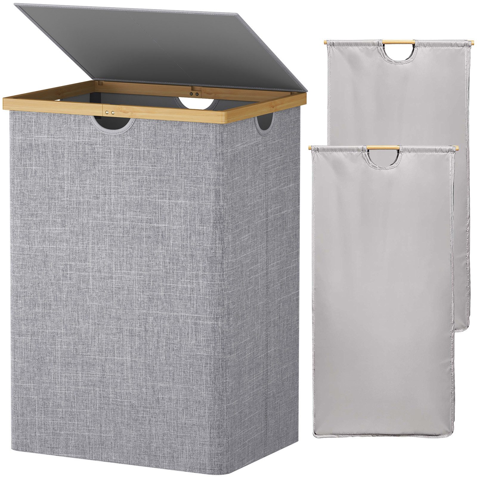 Lifewit Wäschebox Bambus Wäschekorb mit Deckel, günstig online kaufen
