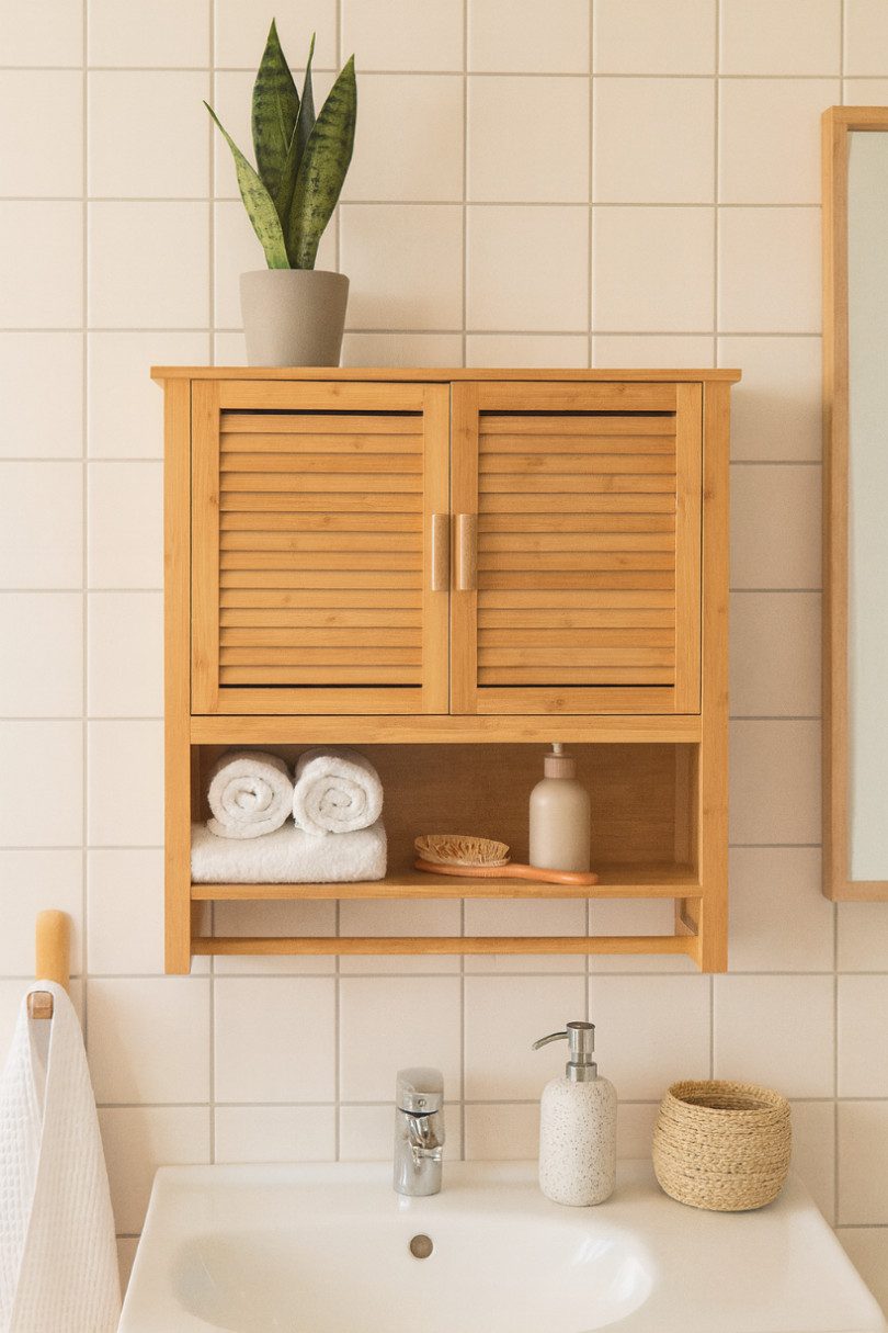 AD.CON Wandhängeschrank Hängeschrank Wandschrank Handtuchhalter Ablage Badschrank Regalfächern – Bild 4 von 5