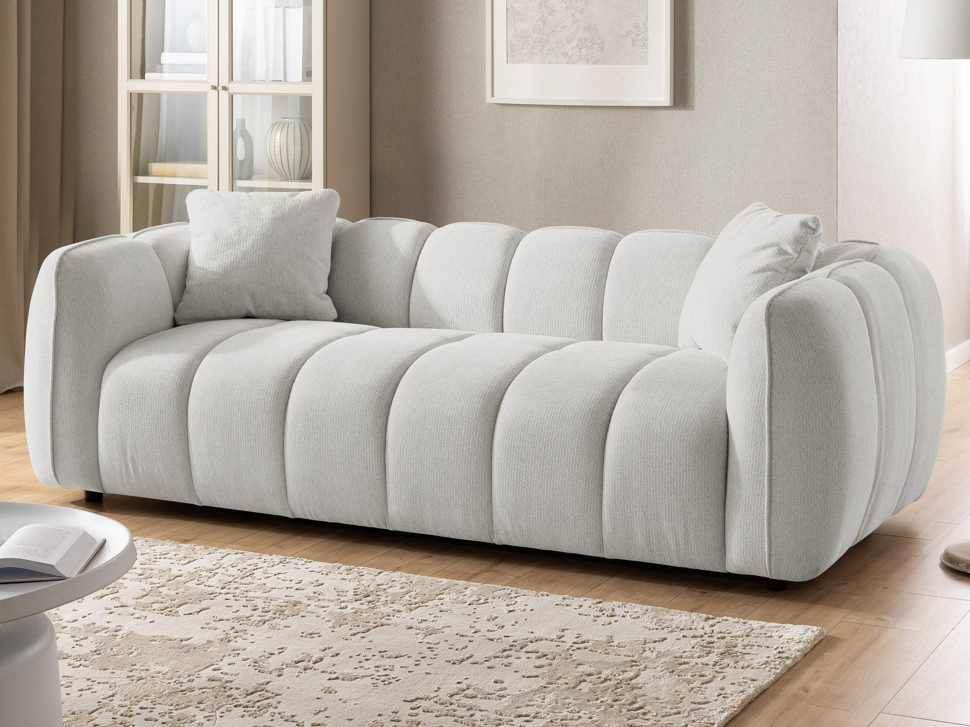 S-Style Möbel Polstergarnitur 3+2+1 Nubira in tief gesteppter Bubble-Optik aus Strukturstoff, mit modernem Design und Wellenfederung