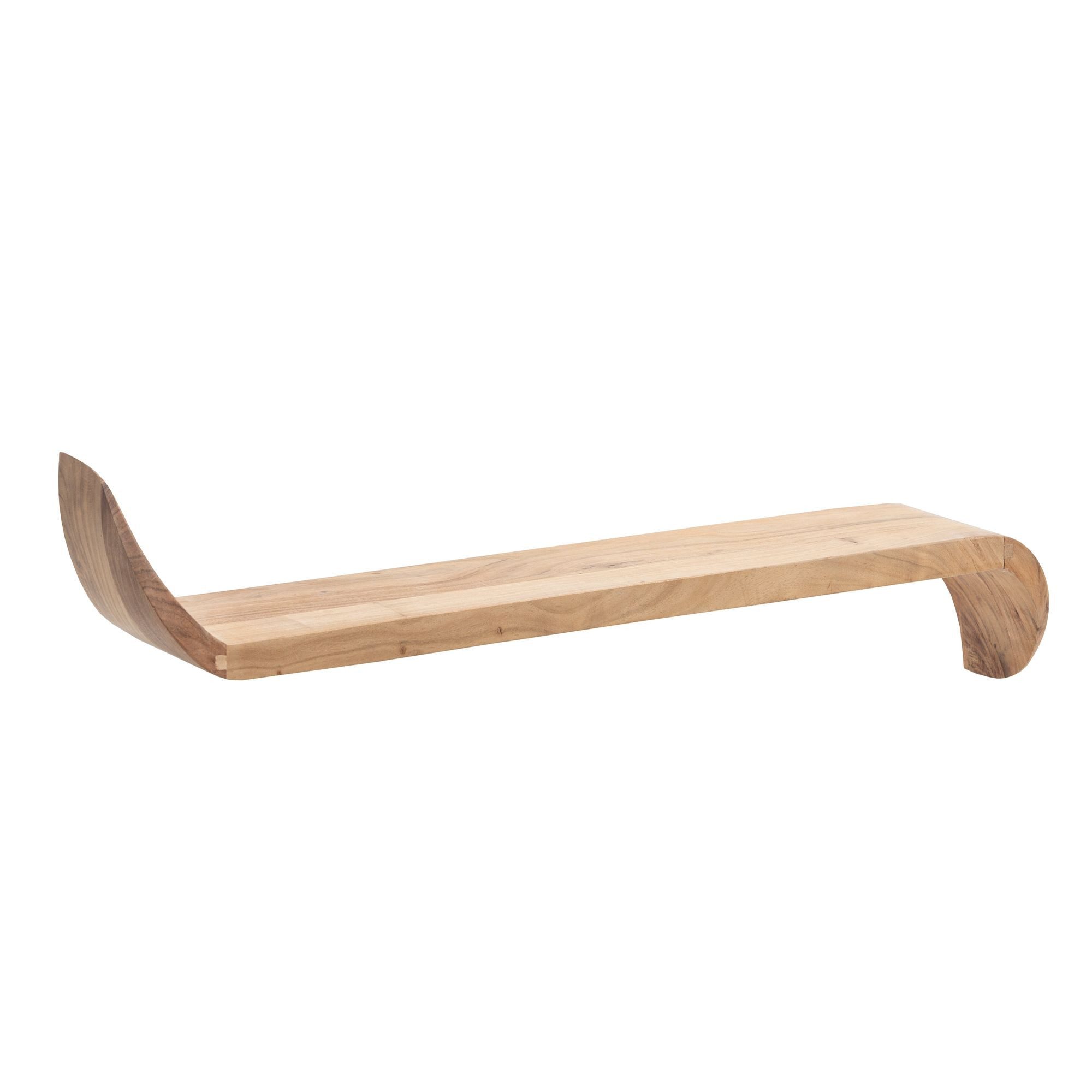 Wohnling Wandregal WL7.381 Wandregal Mango Massivholz 60cm Hängeregal modern geschwungen, Natürlich schön und funktional, Handgefertigt aus Mango Massivholz